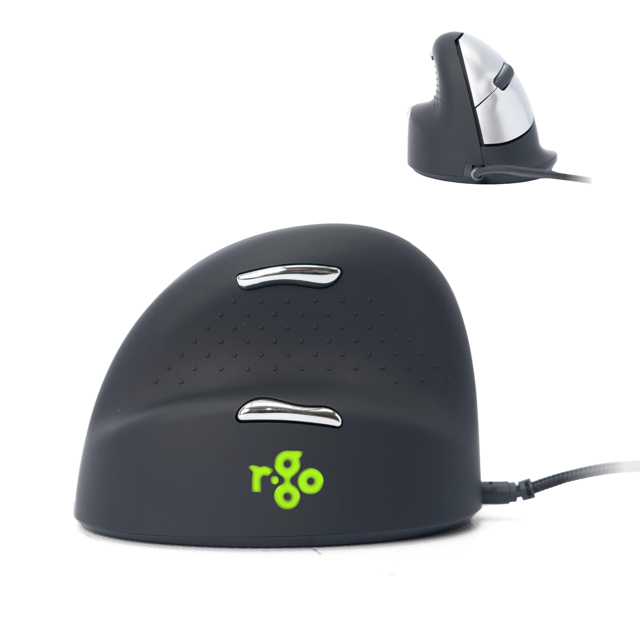 R Go He Vertical Ergonomic Mouse, Left Hand, Break Software, Wired, Prevents Tennis Elbow/Mouse Arm Rsi, Silent Click, 5 Buttons