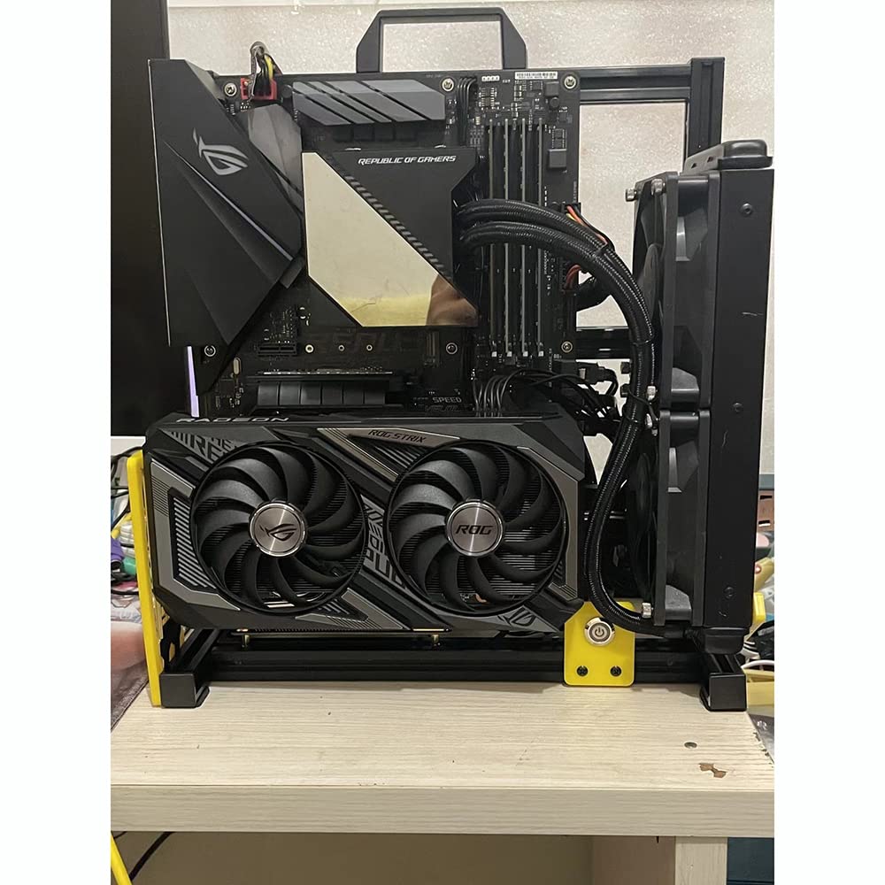 Atx Pc Test Bench Handle Carrying Computer Water Cooling Open Frame Overclock Air Case Htpc Support Graphics Card(Black Yellow)