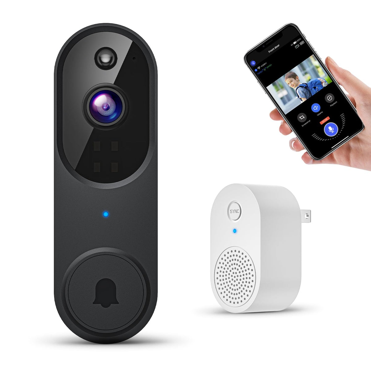 Hopeflex 1080P Smart Wireless Video Doorbell Camera With Chime, Night Vision, Real-Time Alerts, Ai Human Detection, 2.4G Wifi, T