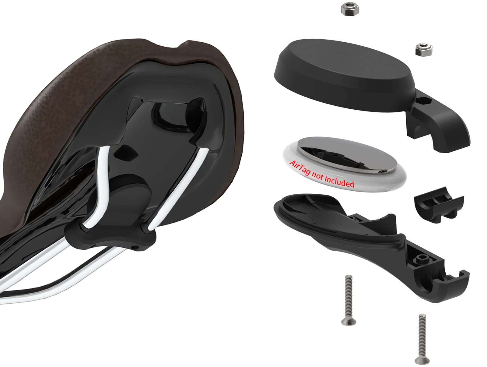 Amzpilot Bike Hidden Mount For Airtag Under The Seat, Bike Gps Tracker Anti Theft Protection. Waterproof Bicycle Saddle Holder F