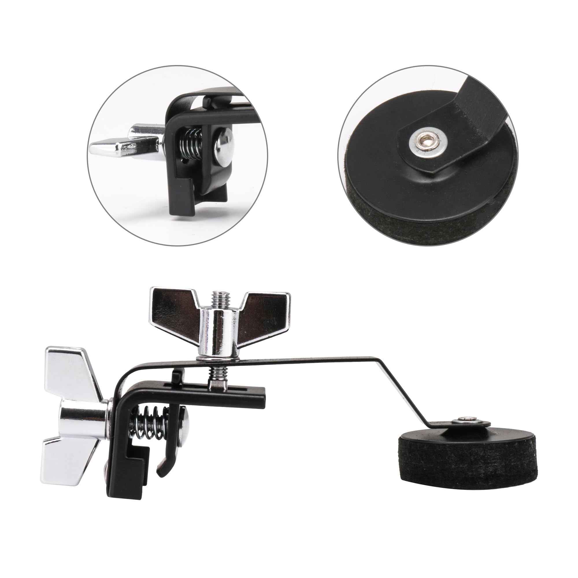 Lovermusic 2Pcs Metal Drum Damper Mute Silencer Muffler Clamp On Tone Control For Snares Tom Drum Accessories Black
