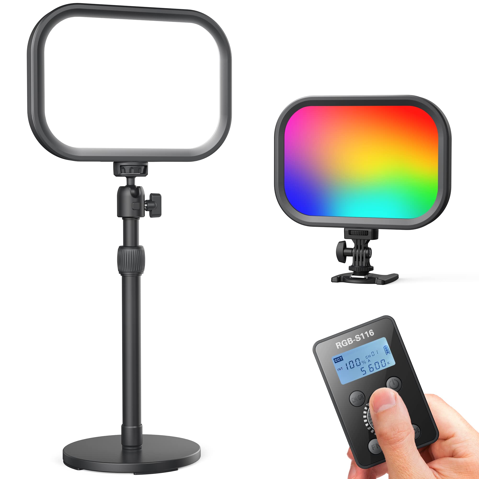 Raleno 15W Rgb Streaming Light, 4000Mah Built In Battery Key Light With 2.4G Remote And Stand, 2500 8500K Adjustable Studio Vide