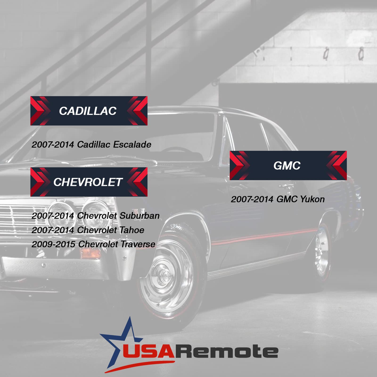 Key Fob Keyless Entry Remote Fits 2007 2014 Chevy Tahoe Suburban / 2007 2014 Cadillac Escalade / 2007 2014 Gmc Yukon (Red), Set