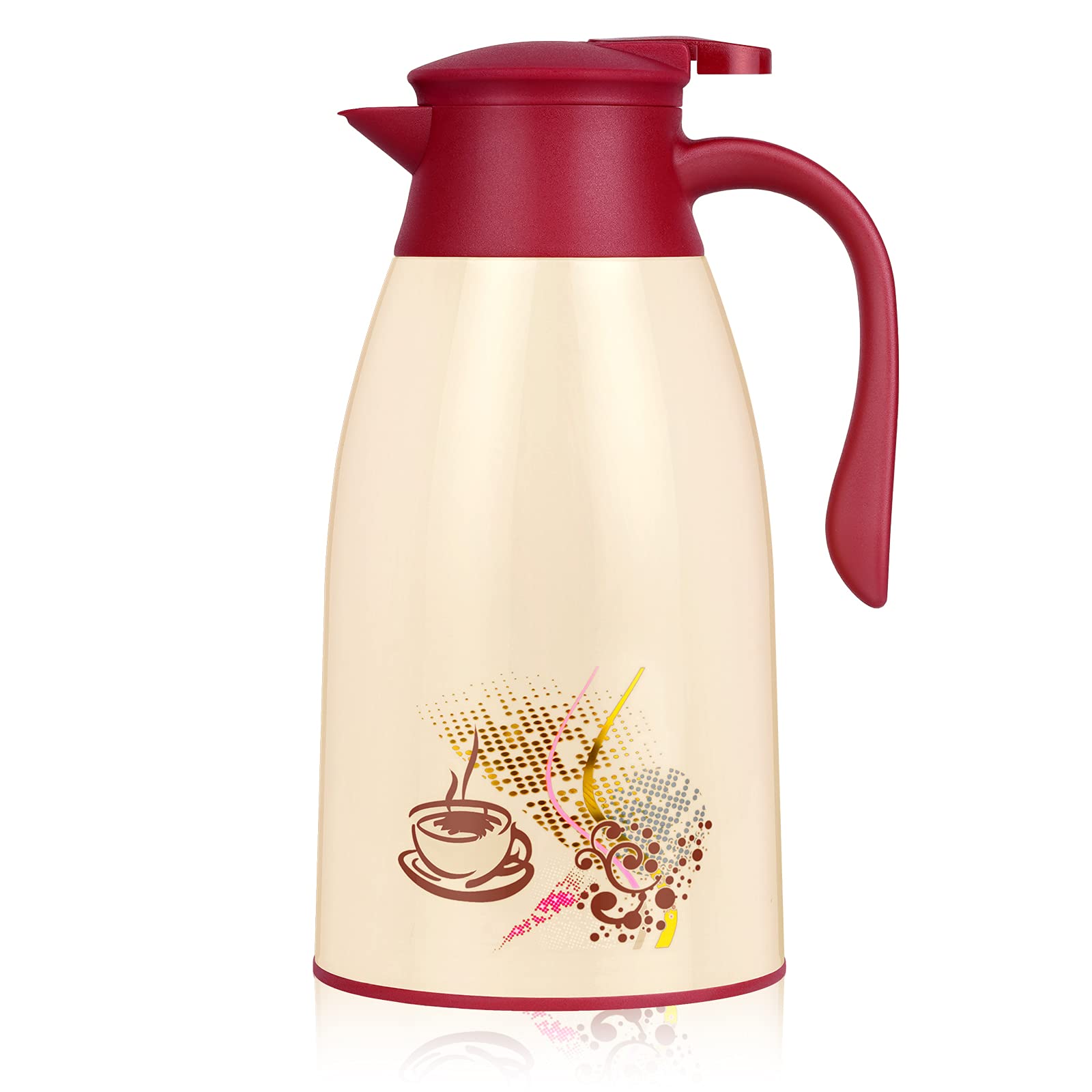 Acechef 40.5 Oz Glass Lined Thermal Carafe, Insulated Coffee Carafe, Coffee Thermos, Tea Pot With Lid, Vacuum Insulated Thermal 