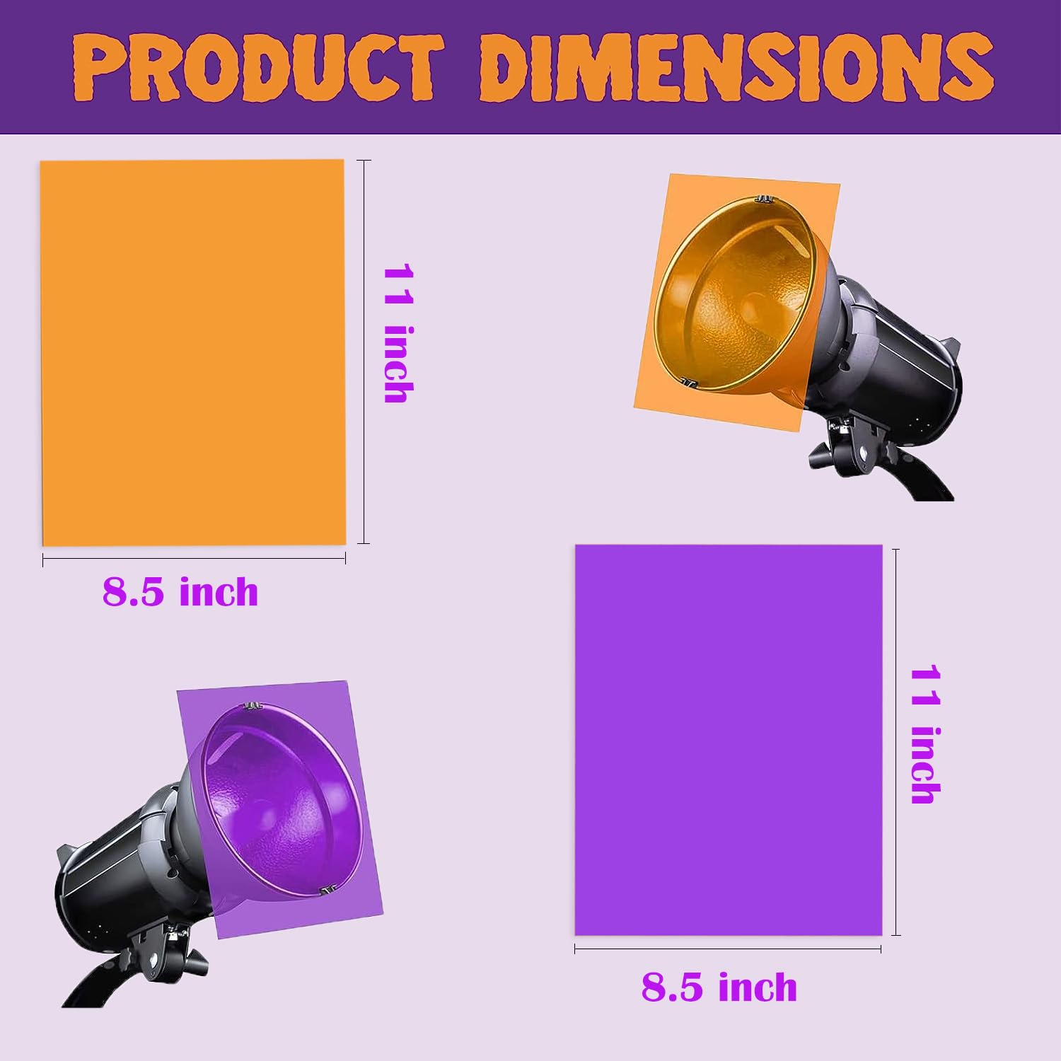 Sakolla Halloween Gel Filter 10 Pcs Halloween Orange Purple Color Correction Gel Light Filter, Transparent Color Overlays Film P
