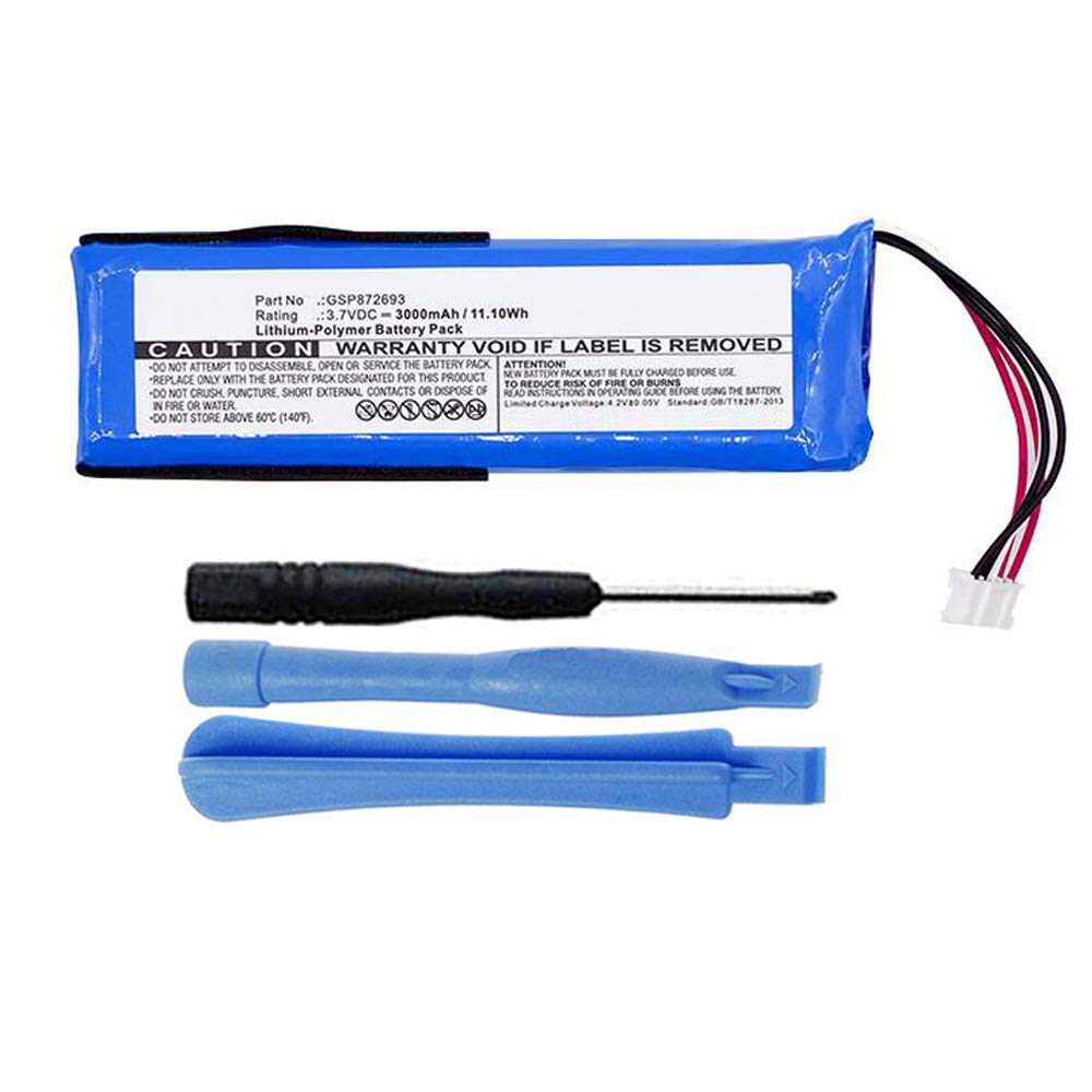 Cameron Sino 3000mAh Li-Polymer Battery for GSP872693, P763098 03, Fits Flip 3, JBLFLIP3GRAY