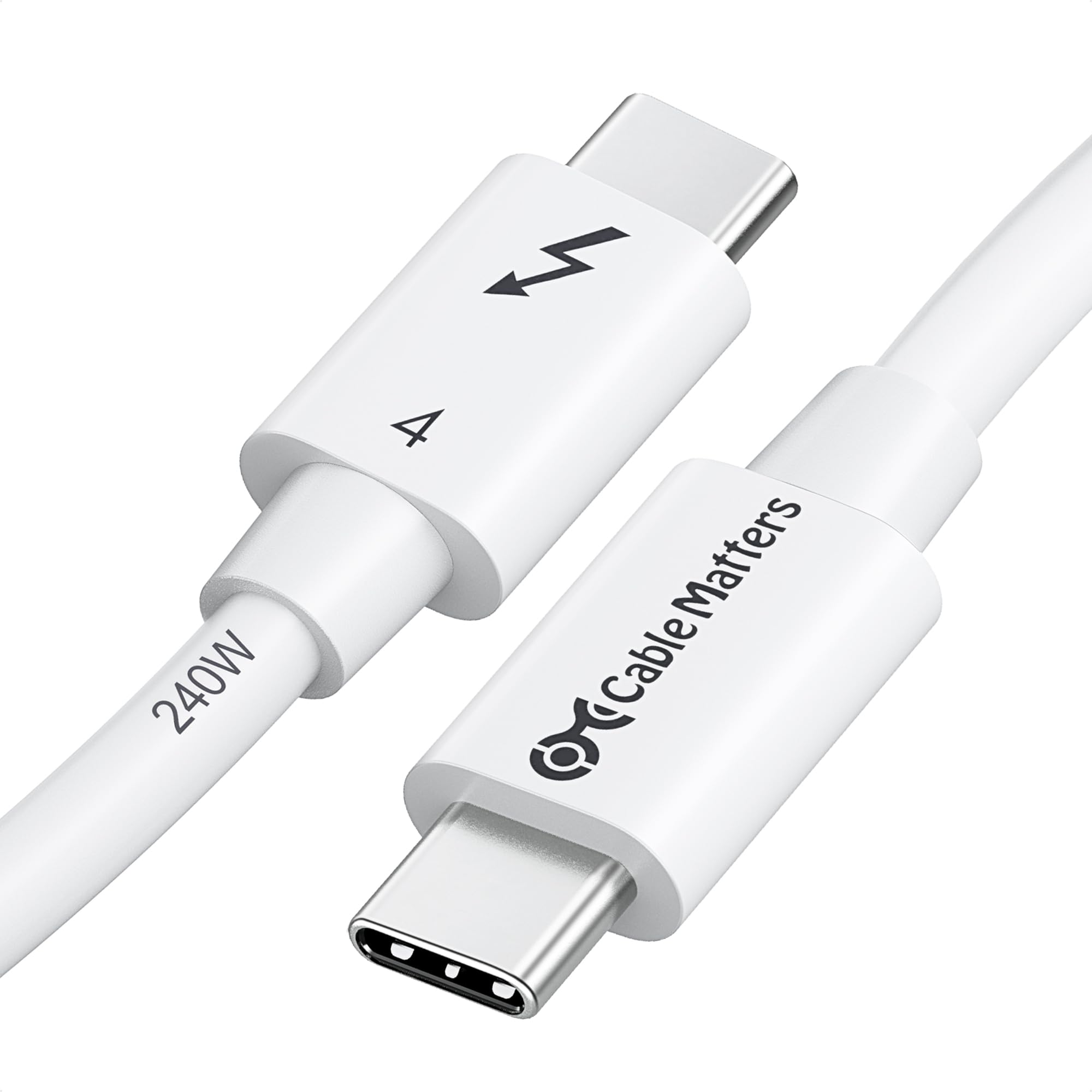 Cable Matters [Intel Certified] 40Gbps Thunderbolt 4 Cable 3.3ft with 8K Video and 240W Charging in White   1m, Compatible with USB4, Thunderbolt 3 Cable and USB C