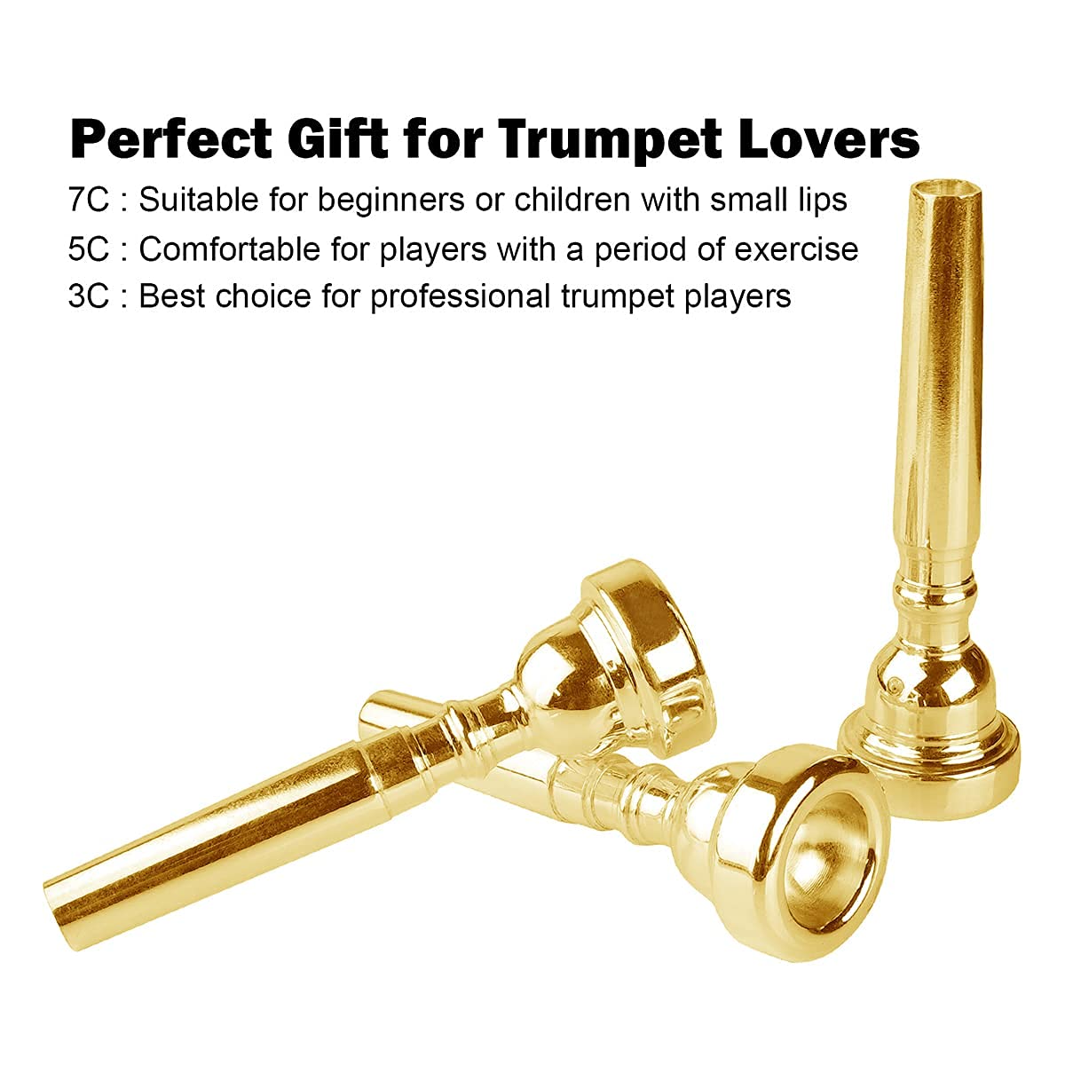 Gold Trumpet Mouthpiece 7C 5C 3C Trumpet Mouthpiece Set With Box Cleaning Cloth Compatible With Yamaha Bach Conn King Musical In