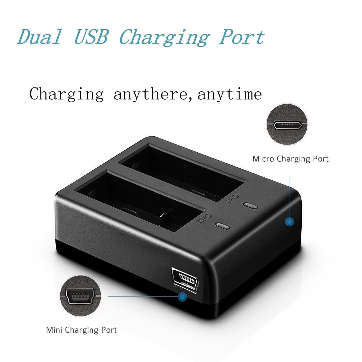 Vvhooy 3X1350Mah Action Camera Battery, Rechargeable Batteries With Usb Dual Charger, Compatible With Akaso Ek7000/Brave 4/Drago