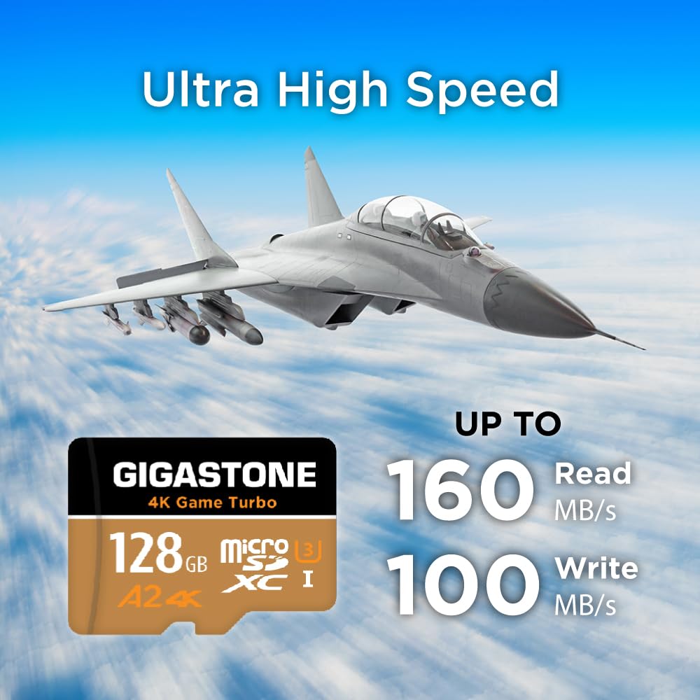 [5 Yrs Free Data Recovery] GIGASTONE 128GB Micro SD Card, 4K Game Turbo MAX, MicroSDXC Memory Card for Nintendo Switch, Steam Deck, GoPro, Action Camera, R/W 160/100 MB/s, A2 4K UHS I U3 C10