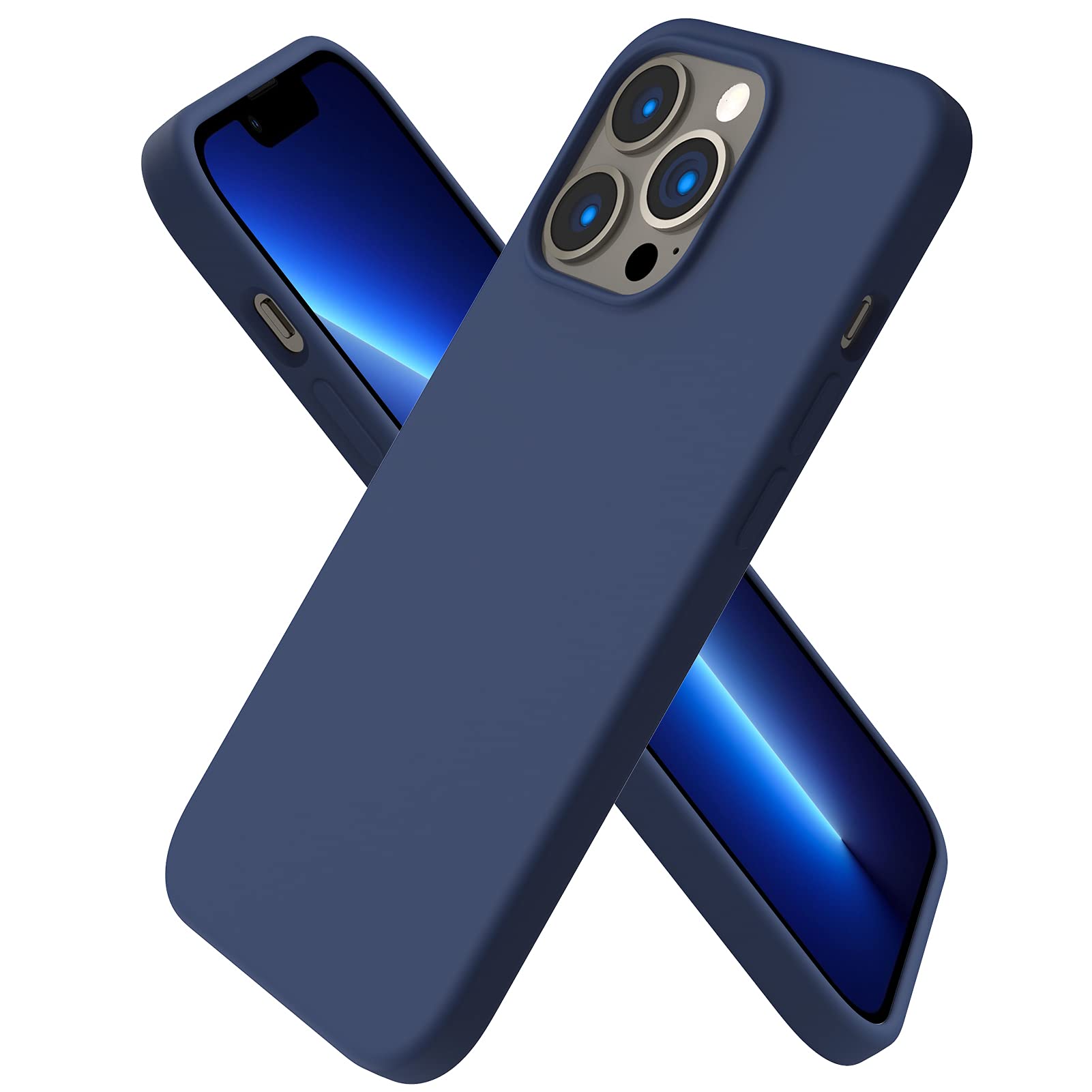 Ornarto Compatible With Iphone 13 Pro Case 6.1, Slim Liquid Silicone 3 Layers Full Covered Soft Gel Rubber Case Cover 6.1 Inch N