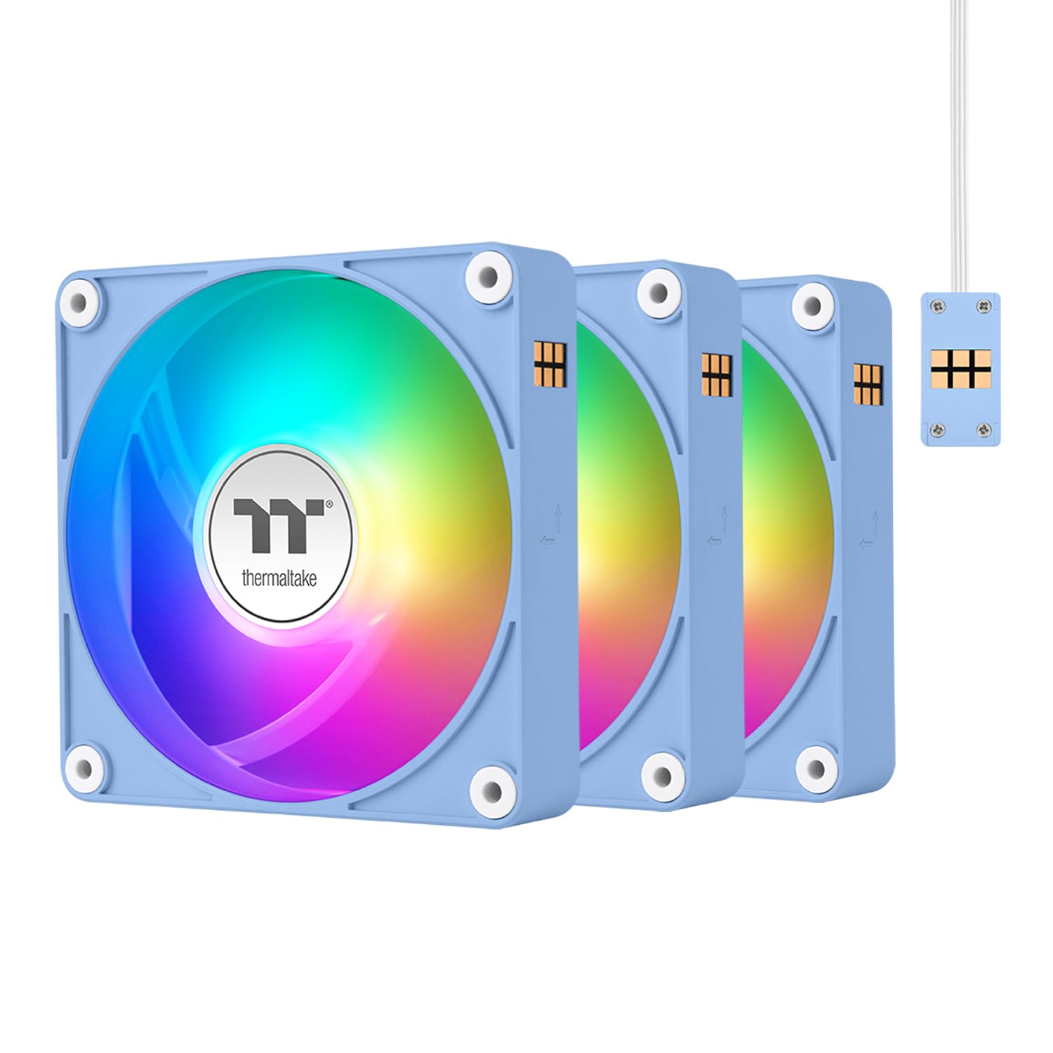 Thermaltake CT120 EX ARGB PC Cooling Fan Hydrangea Blue 3-Fan Pack, Magnetic Connection, 5V Motherboard Sync, 16.8 Million Color