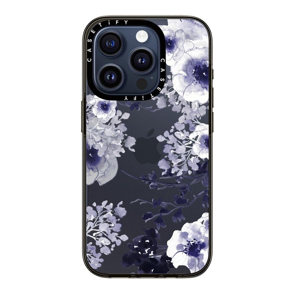 Casetify Compact Iphone 15 Pro Case [2X Military Grade Drop Tested / 4Ft Drop Protection]   Blue Spring   Clear Black