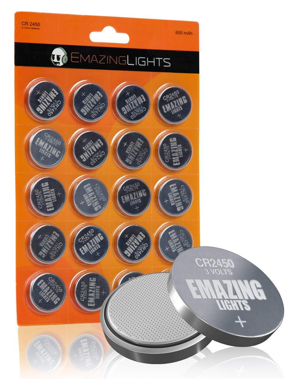 Emazinglights Cr2450 Batteries 3 Volt Lithium Coin Cell 3V Button Battery (20 Pack)