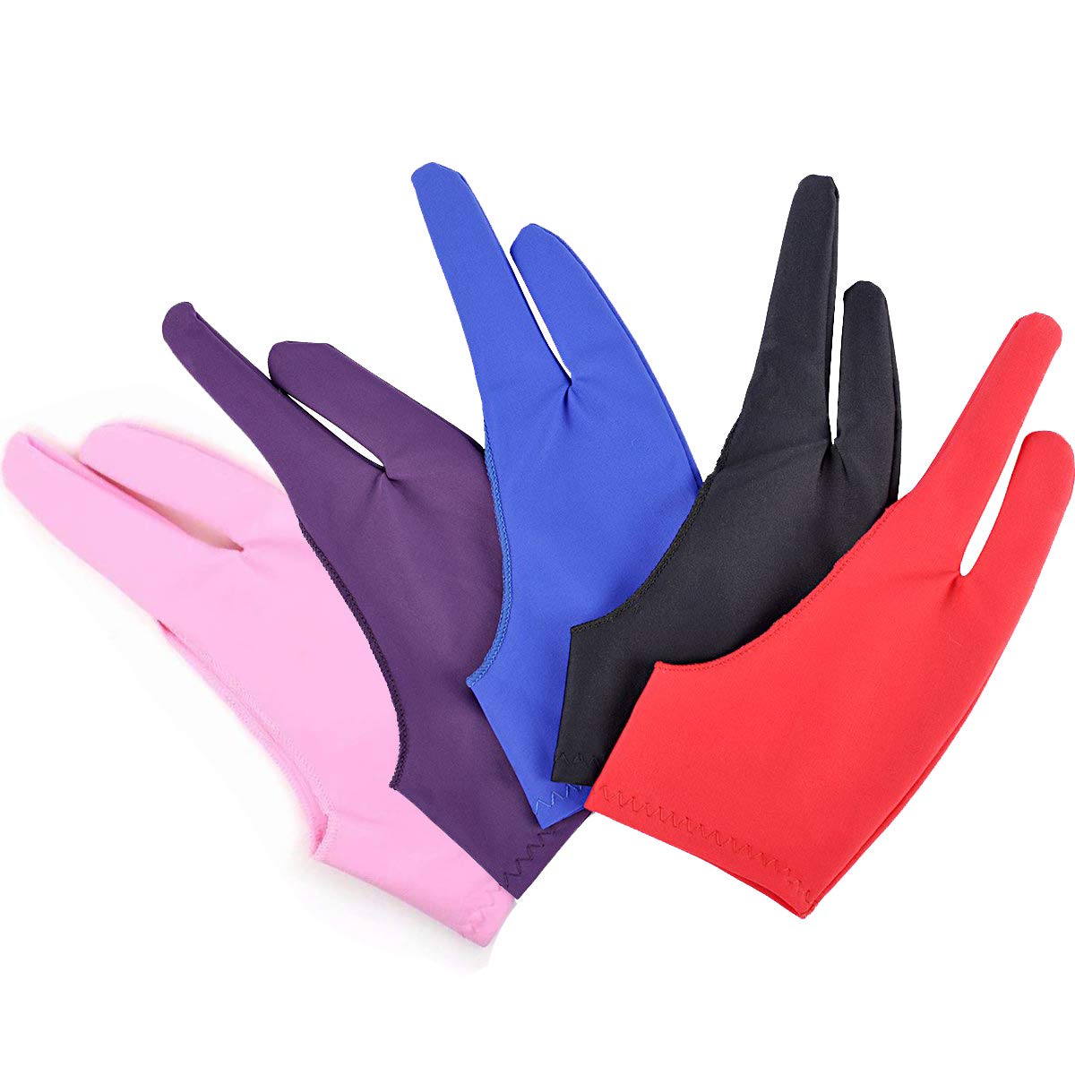 Gzingen 5 Pieces Artist Glove For Drawing Tablet, Two Finger Tablet Drawing Gloves, Digital Artist Gloves For Graphics Pen Drawi