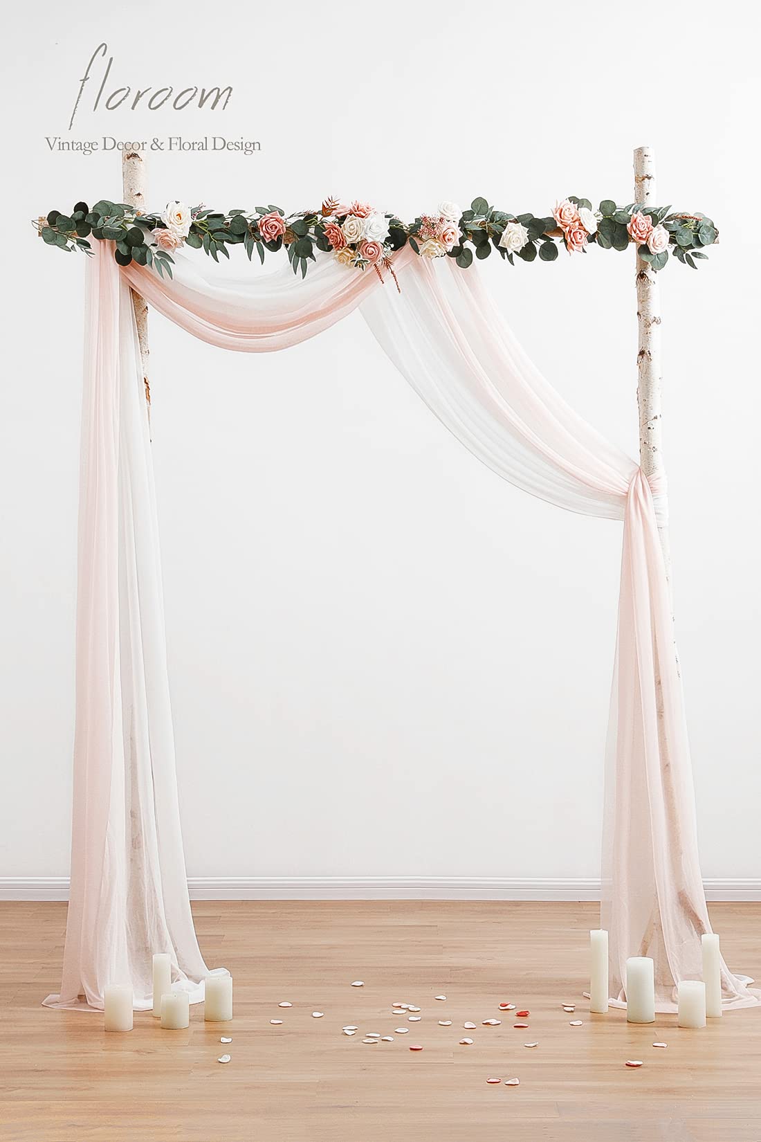 Floroom Wedding Arch Draping Fabric 2 Panels 20Ft Chiffon Fabric Drapes Arbor Drapery Wedding Ceremony Reception Swag Decoration