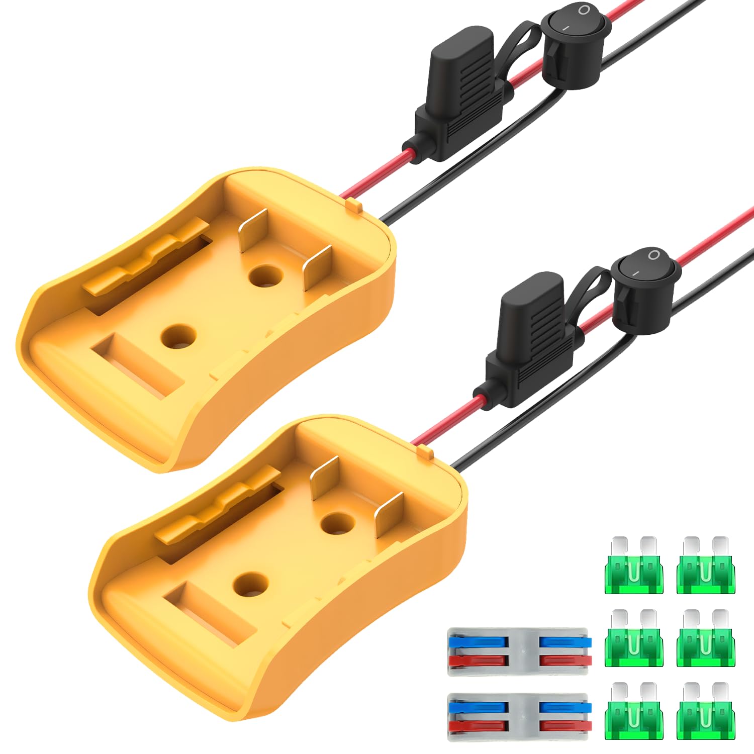 Kzreect 2 Pack For Power Wheel Adapter Compatible With Dewalt 20V Battery, Converter Kit With Fuse Holder, Switch, Terminals, 12