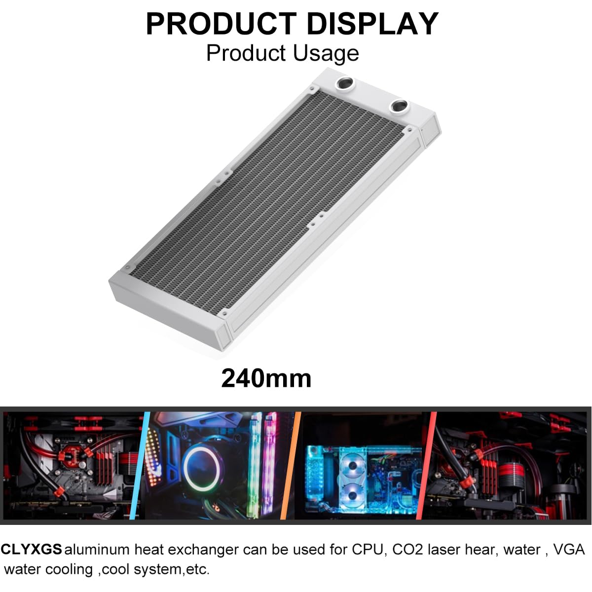 Clyxgs Water Cooling Radiator, 12 Pipe G1/4 Thread Heat Row Radiator 12 Pipe Aluminum Heat Exchanger Radiator For Pc Cpu Compute