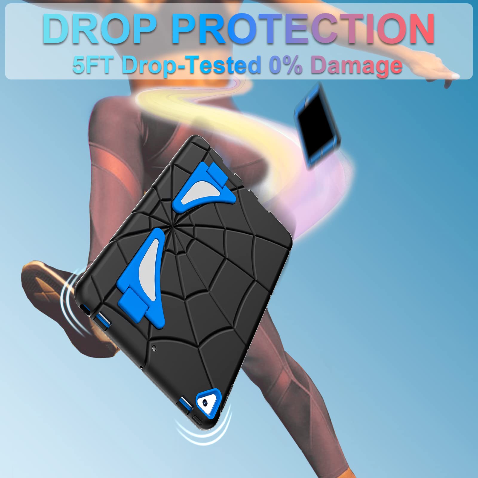 Nitupai Ipad 9Th Generation Case, Black+Blue, 10.2 Inch, Hard Pc And Durable Soft Silicone Construction, Precise Cutouts, Double