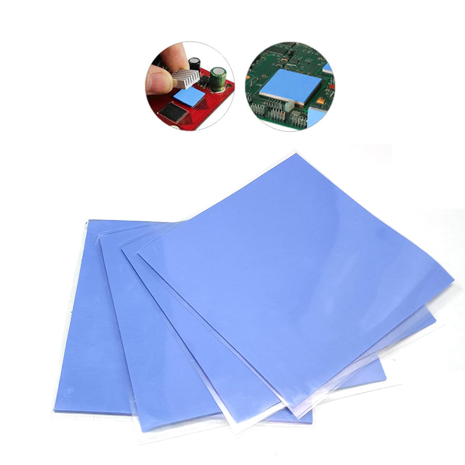 4 Pieces Silicone Thermal Pad, 0.5Mm 1Mm 1.5Mm 2Mm Thickness 100X100Mm Whole Piece, Thermal Conductivity 3.0 W/Mk, Heat Resistan