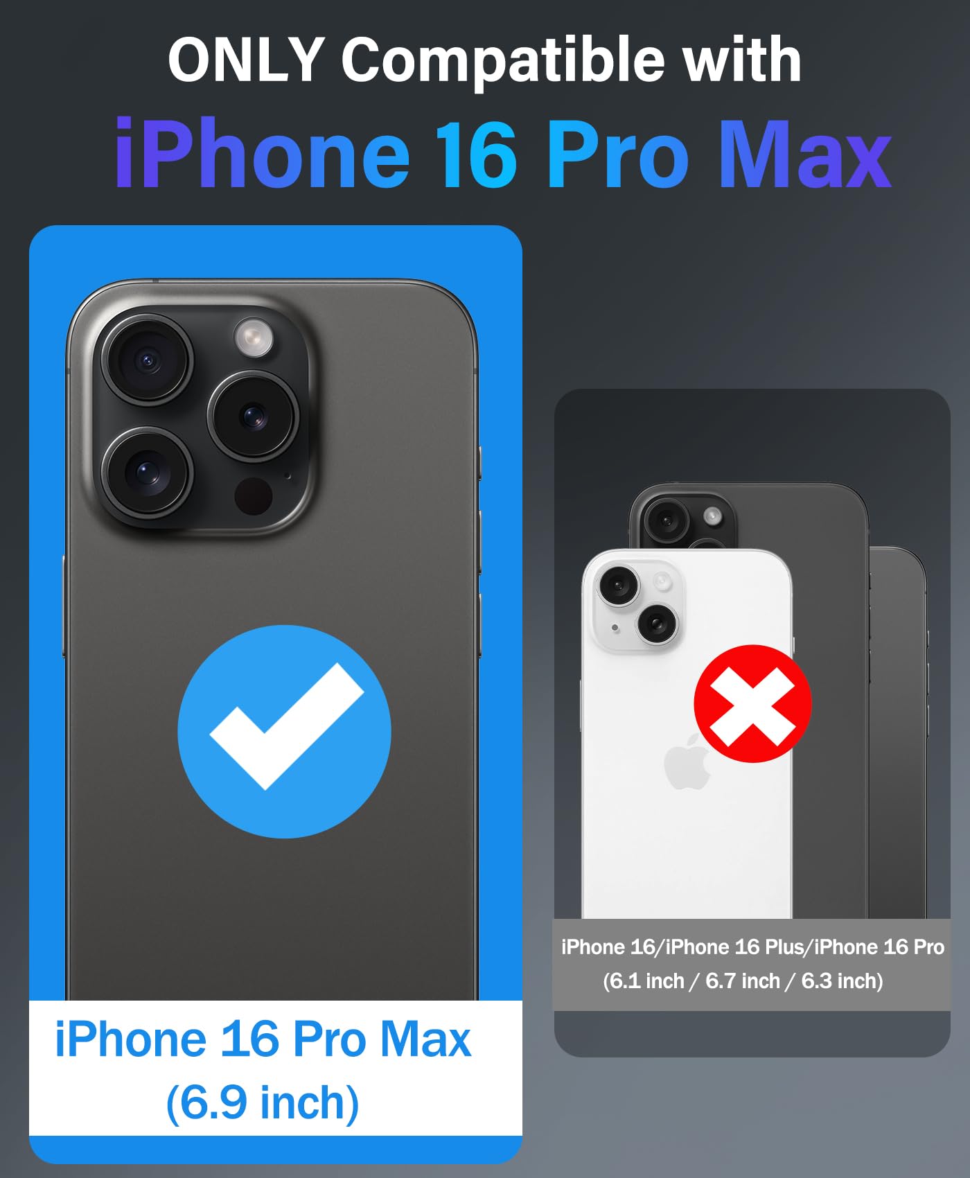 Vihibii For Iphone 16 Pro Max Magnetic Case With Stand, [Compatible With Magsafe], Slide Camera Cover, Military Grade Drop Prote