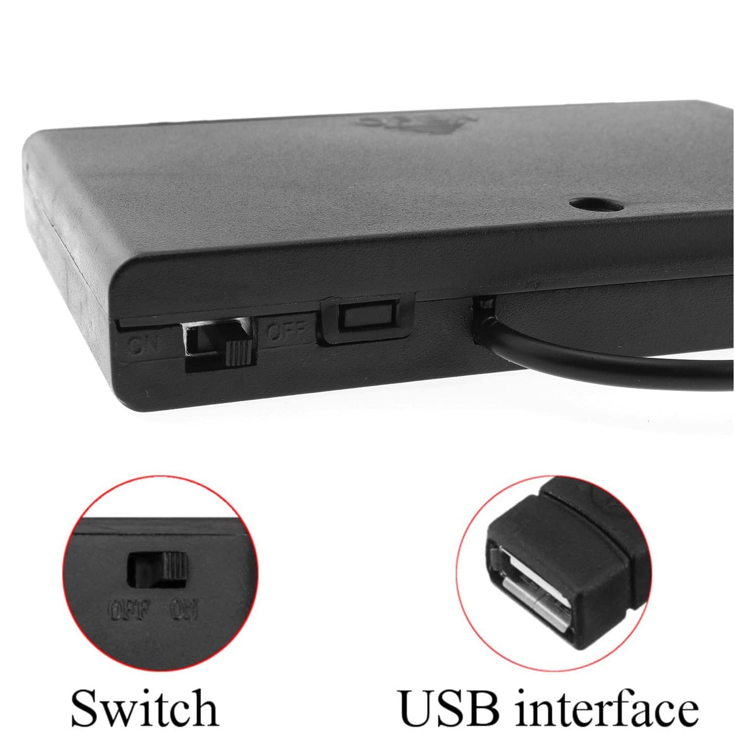 Dgzzi Usb Female Socket 8 Aa Battery Case Box Holder With On Off Switch Black