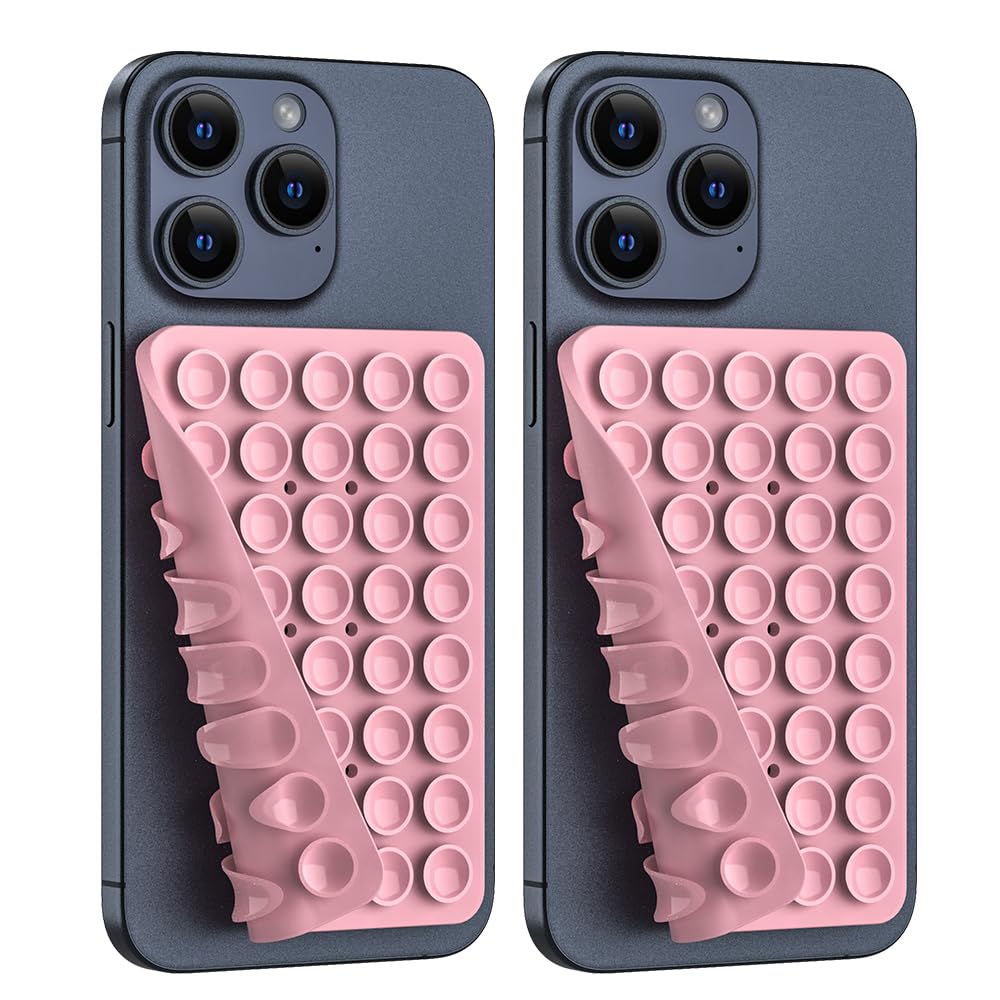 2Pack Silicone Double Sided Suction Phone Case Mount, Detachable Hands Free & Strong Grip Holder For Selfies & Videos, Compatibl