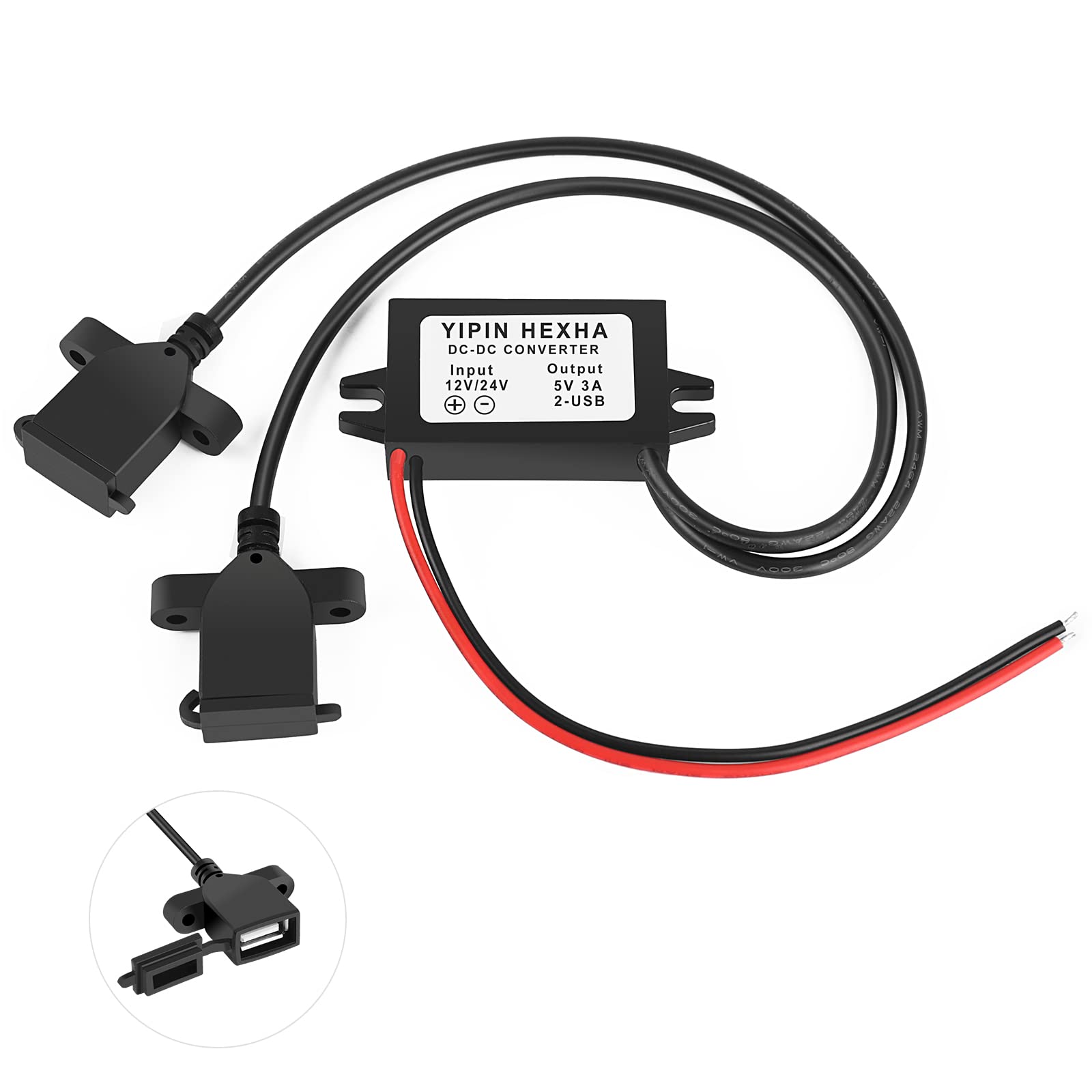 Yipin Hexha Dc Converter 12V 24V To 5V 3A 15W Dual Usb Female Dc Dc Buck Converter Adapter Step Down Module