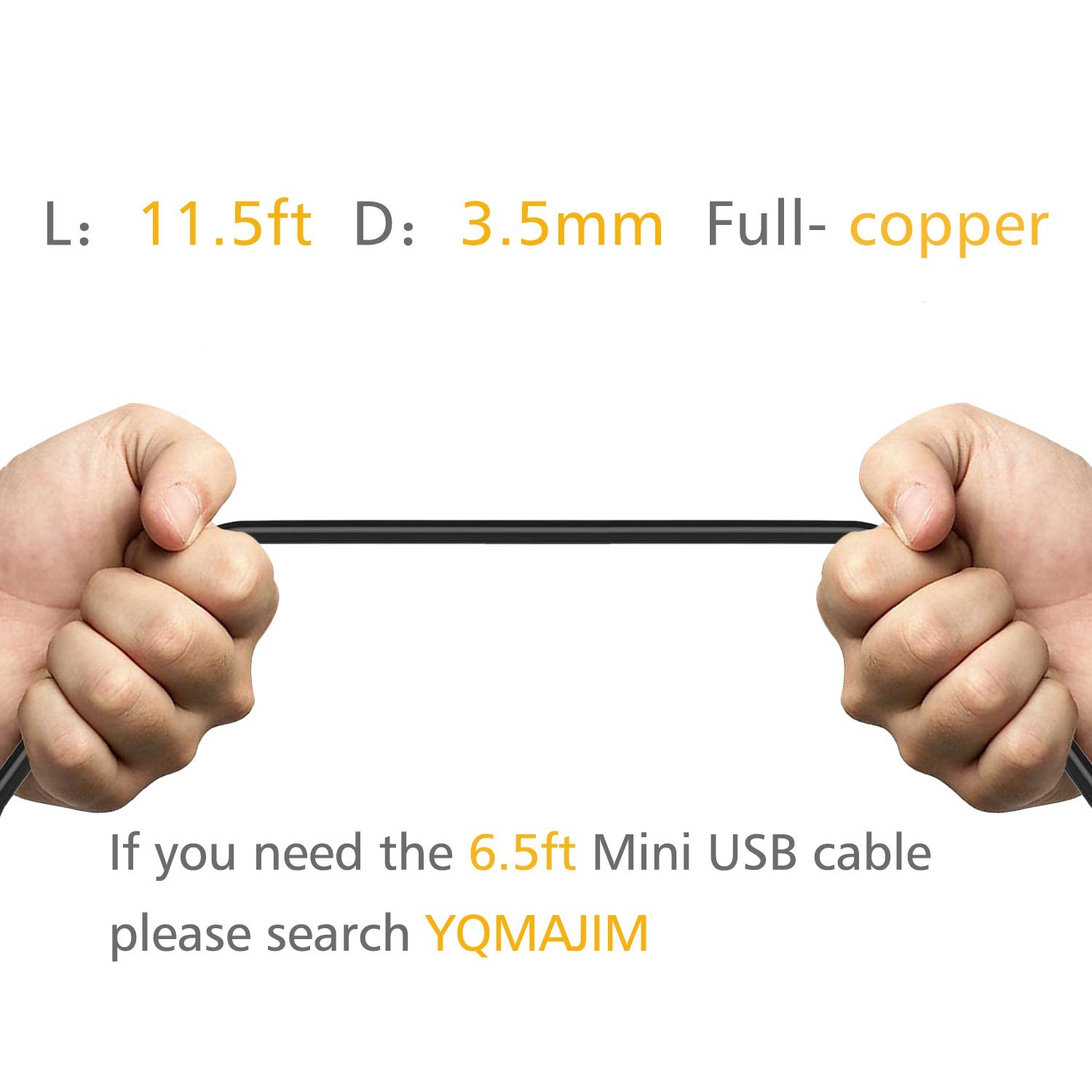 Yqmajim Charging Power Cable For Dash Cam, (11.5 Ft) Usb 2.0 To Mini Usb Car Vehicle Power Charger Adapter Cord Compatible With