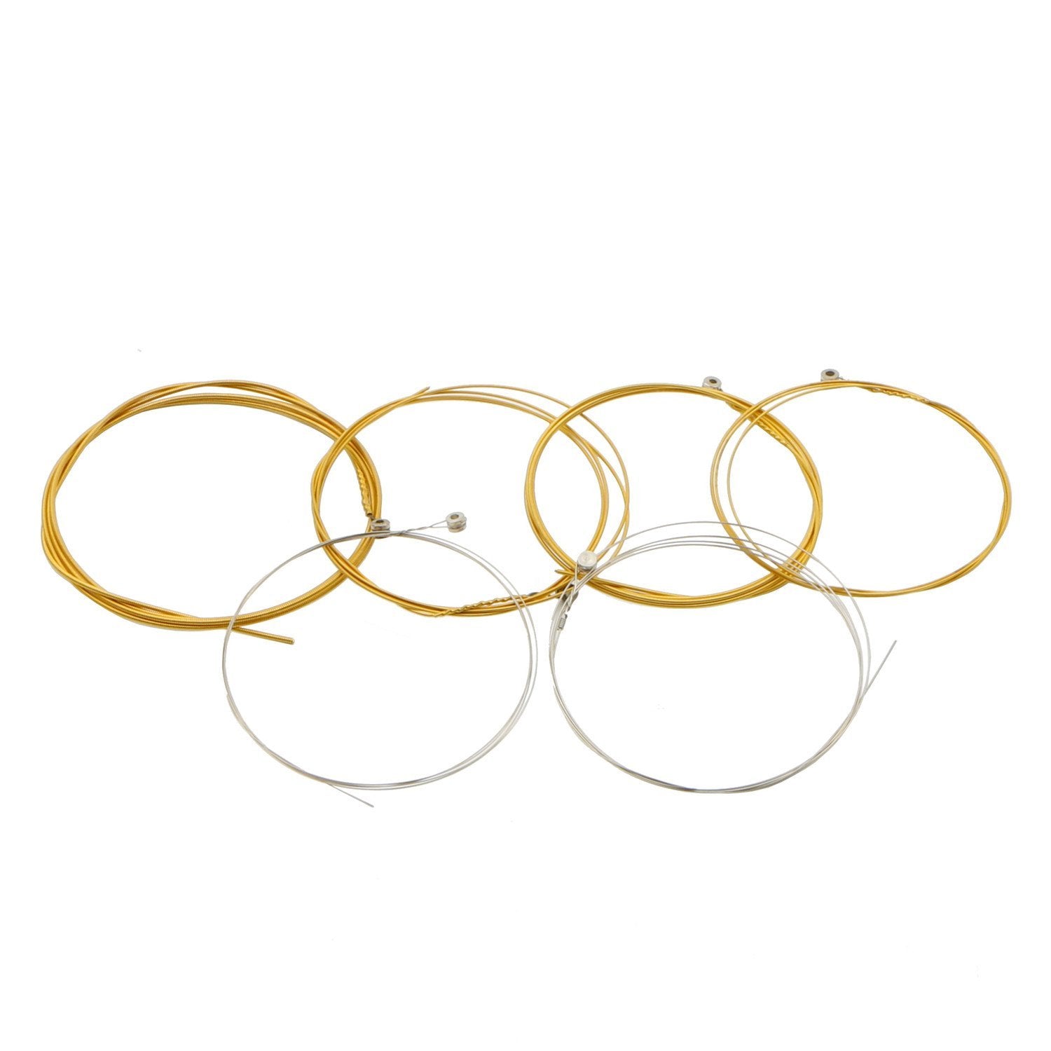 Acoustic Guitar Strings Nickel Alloy Strings Set, 6 Guitar Stings, E 010, B 013, G 023, D 030, A 036, E 046, Clear And Gold