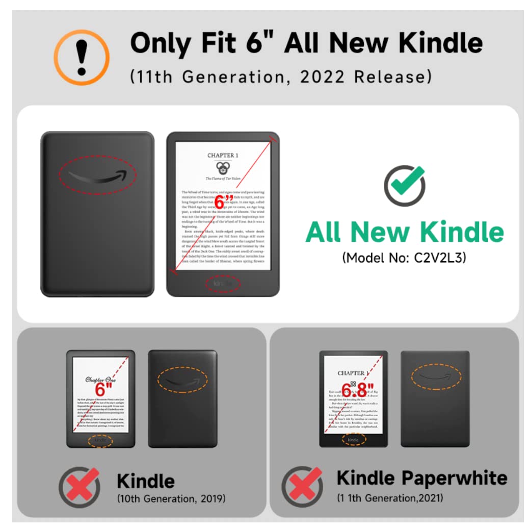 Ayotu Case For 6'' All New Kindle 11Th Generation 2022 Release (Model No. C2V2L3), Slim Cover With Auto Wake/Sleep, Only Fit 6 I
