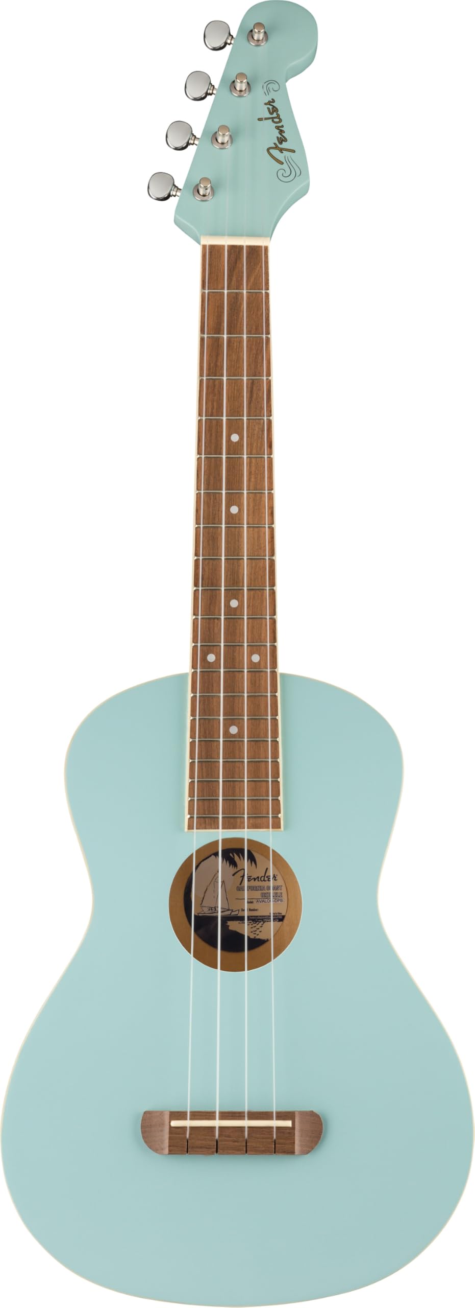 Fender Avalon Tenor Ukulele   Daphne Blue Bundle With Gig Bag, Tuner, And Austin Bazaar Instructional Video
