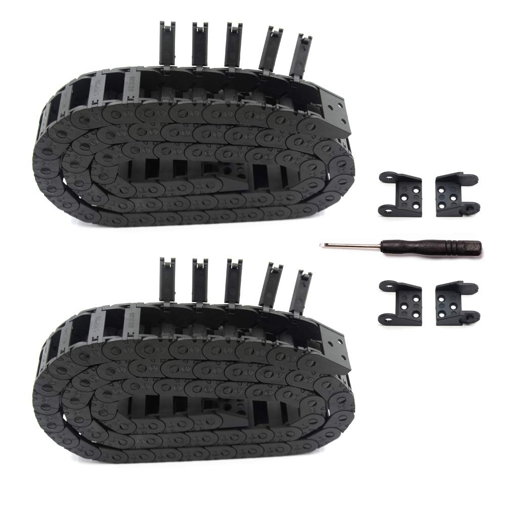 Befenybay 2Pcs R18 Internal Size 10X20Mm 1Meter Length Black Plastic Flexible Drag Chain Cable Wire Carrier Open Type For 3D Pri