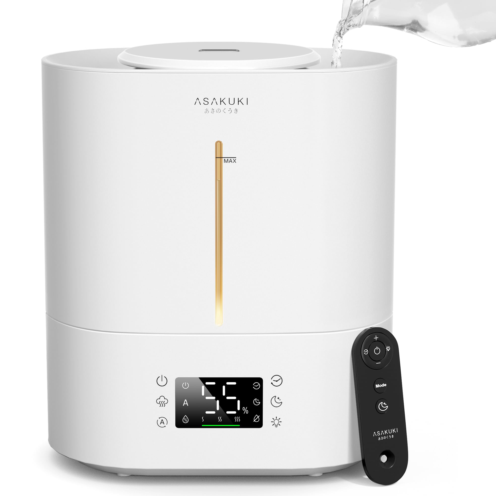 Asakuki Humidifiers For Bedroom Home, 4L Top Fill Ultrasonic Cool Mist Humidifiers For Baby Nursery & Plants Indoor, Adjustable