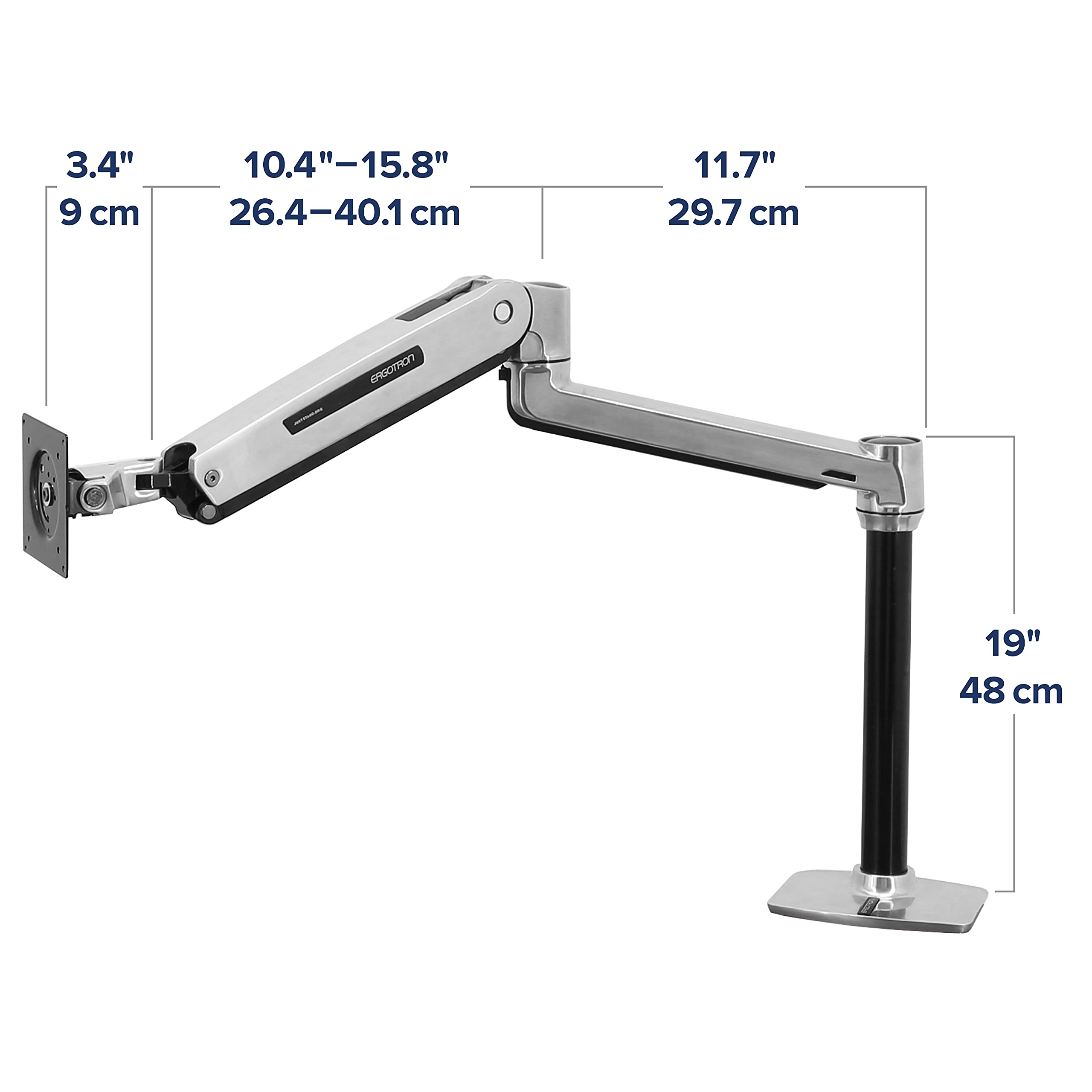 Ergotron � LX Sit Stand Single Monitor Arm, VESA Desk Mount � for Monitors Up to 42 Inches, 7 to 25 lbs � Polished Aluminum
