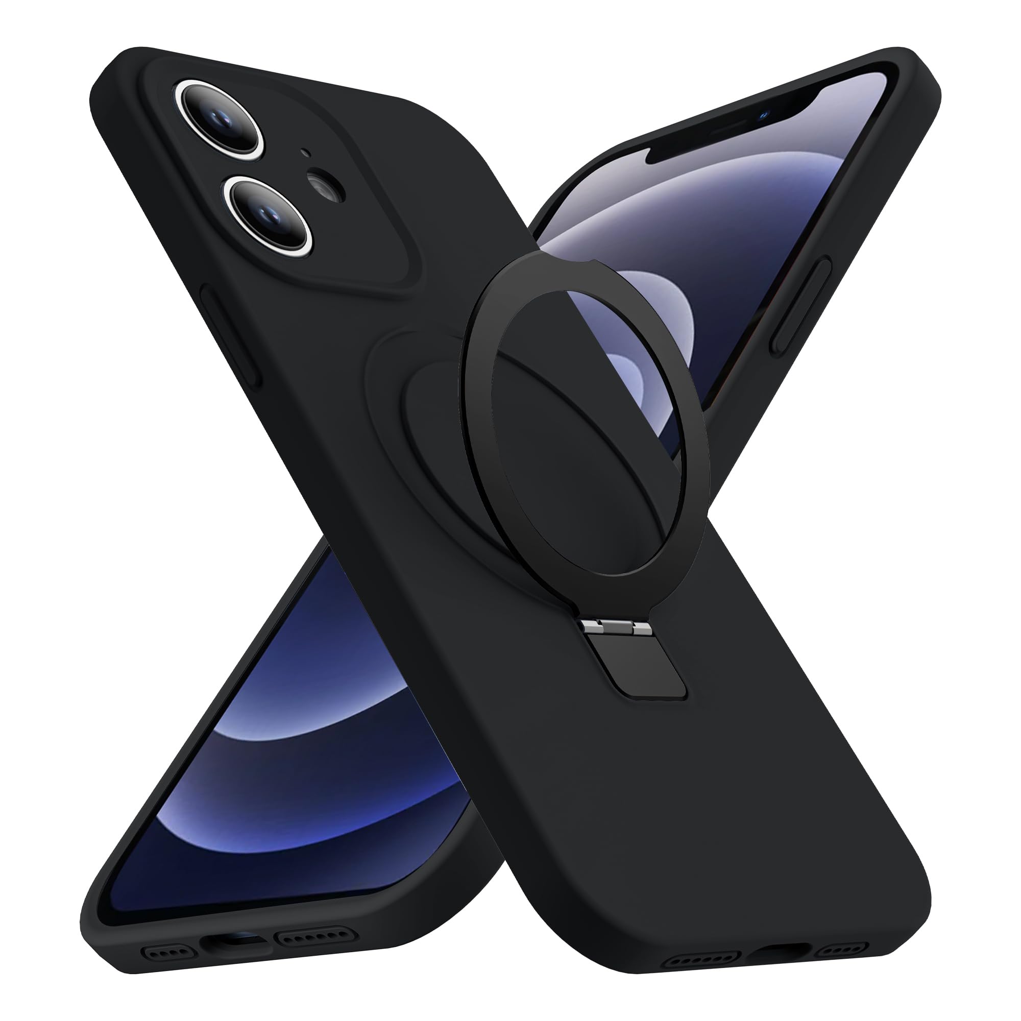 Skylmw Designed For Iphone 12 Case With Magnetic Invisible Stand Compatible With Mag Safe Military Drop Tested Shockproof Silico