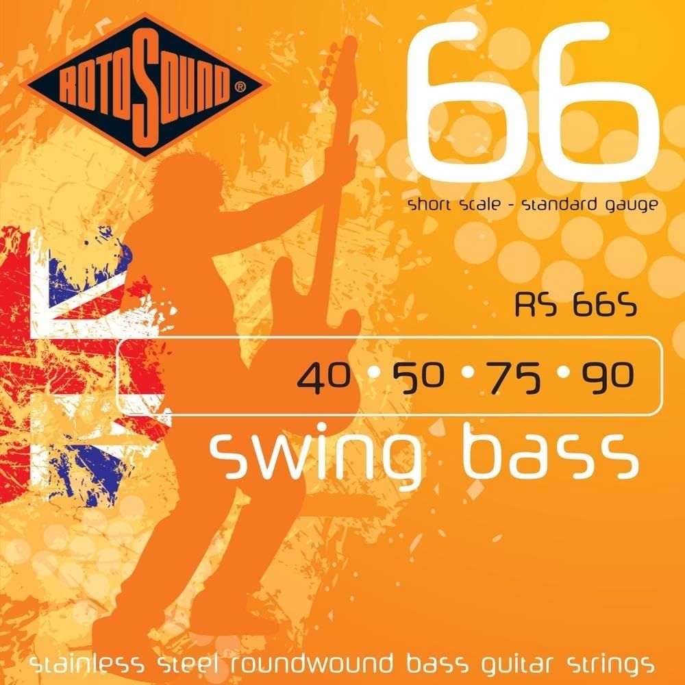 Rotosound Rs66S Swing Bass 66 Stainless Steel Short Scale Bass Guitar Strings (40 50 75 90)