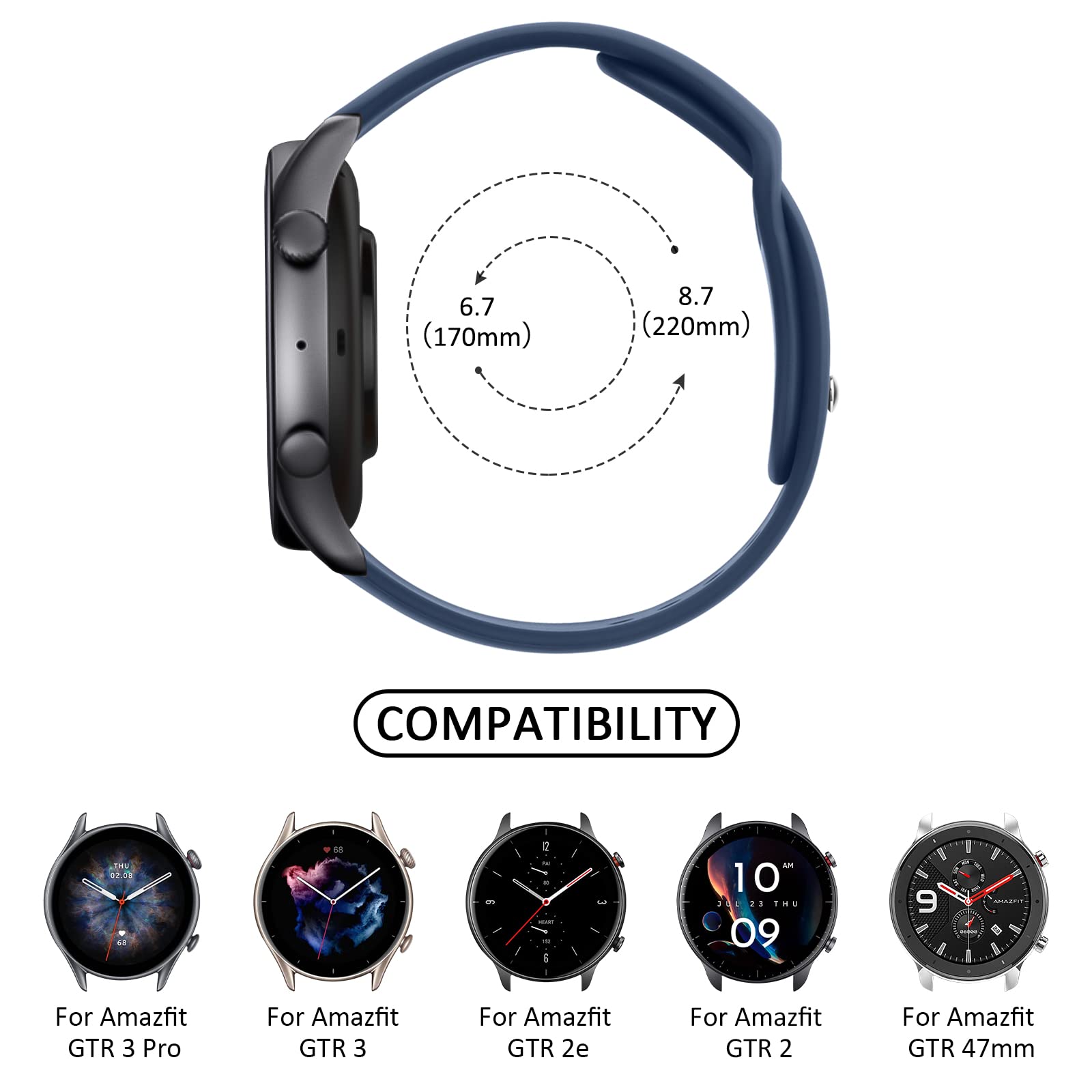 Silicone Band For Amazfit Gtr 3 Pro/ Gtr 3/ Gtr 2E/ Gtr 2/ Amazfit Gtr 47Mm Smart Watch, 22Mm 4 Pack Soft Quick Release Replacem