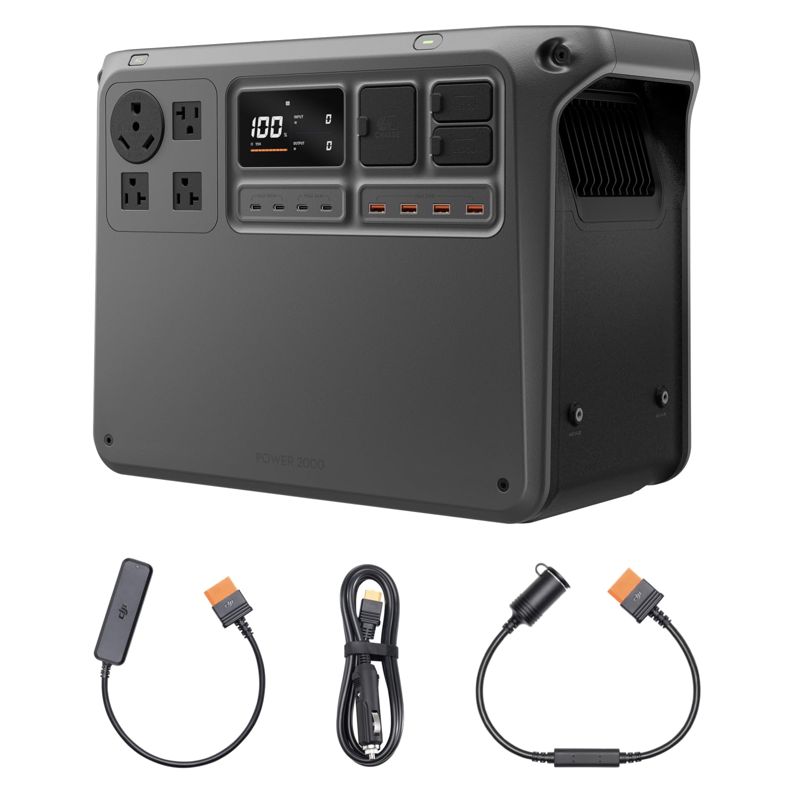 DJI Power 2000 Portable Power Station, 2048Wh LFP Battery, Compact Size, 3000W Stable Output, 0-80% Recharge in 55 Mins, Car Cha