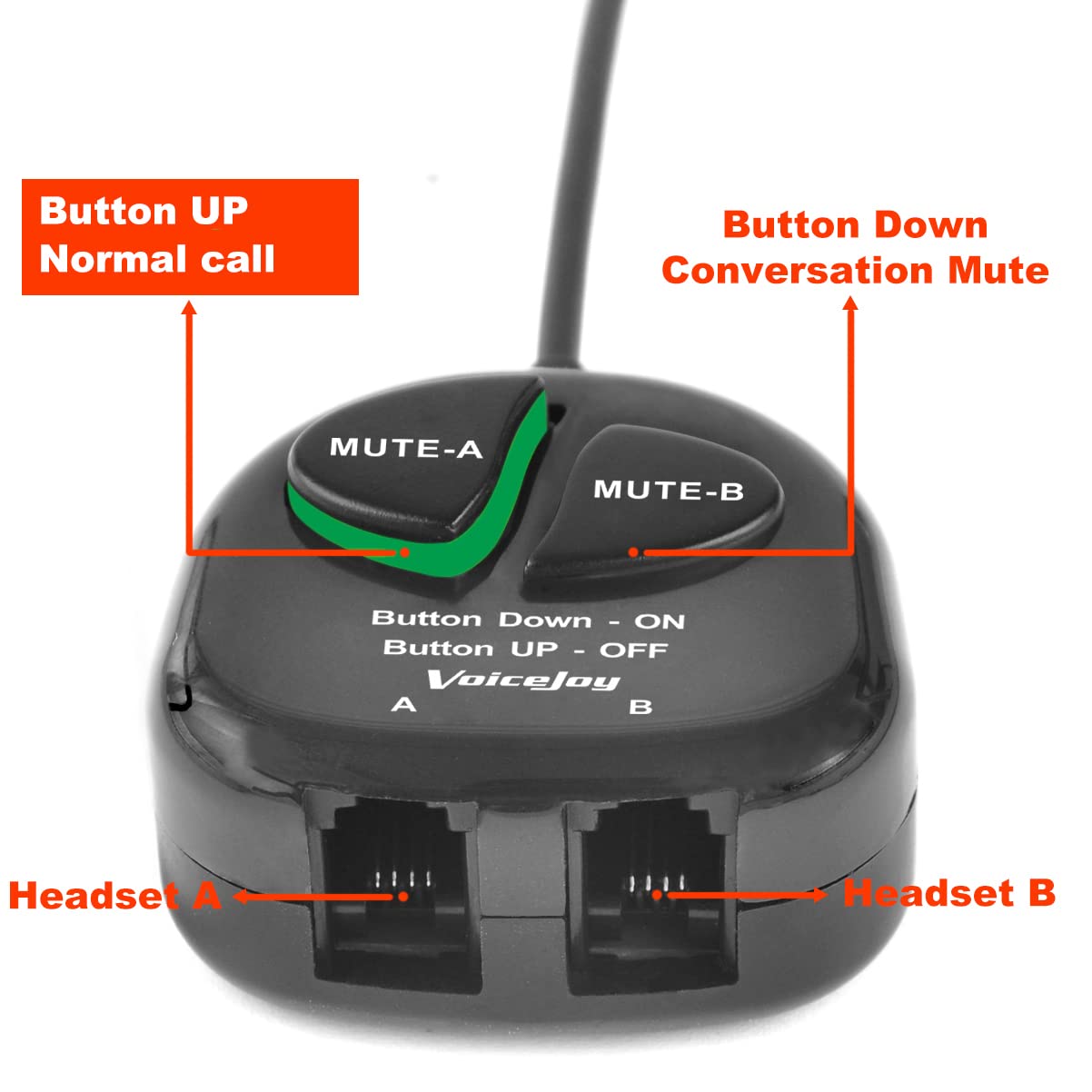 Voicejoy Telephone Training Adapter Y Splitter+2 Mute Buttons For Headset For Nortel Meridican, Norstar, Avaya, Ashtra, Mitel, P