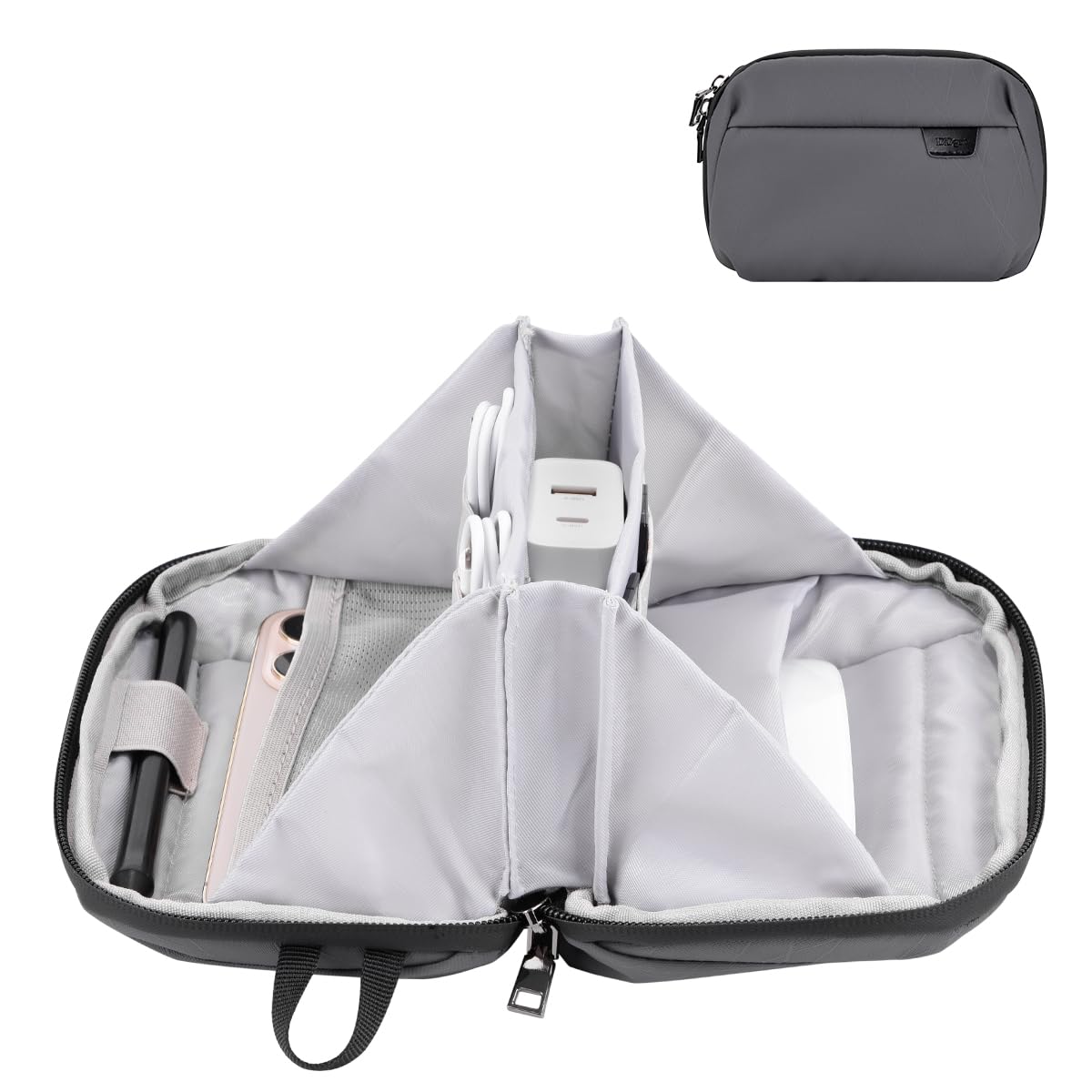 Ddgro Small Electronics Organizer Travel Case   Cord, Cable, Charger, Power Bank Organizer & Pouch (Dark Grey Mini)