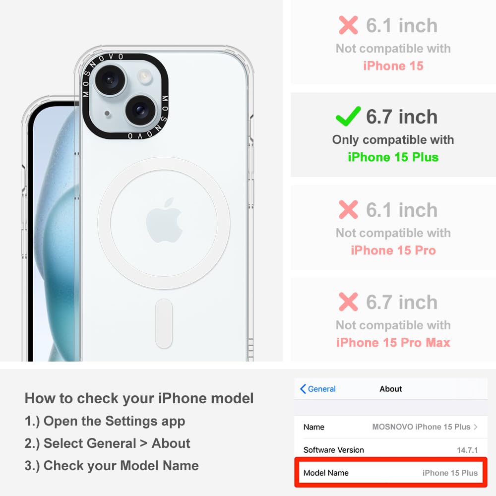 Mosnovo Case For Iphone 15 Plus/Iphone 14 Plus, [Compatible With Magsafe] [Buffertech 6.6Ft Military Grade Drop Protection] [Ant