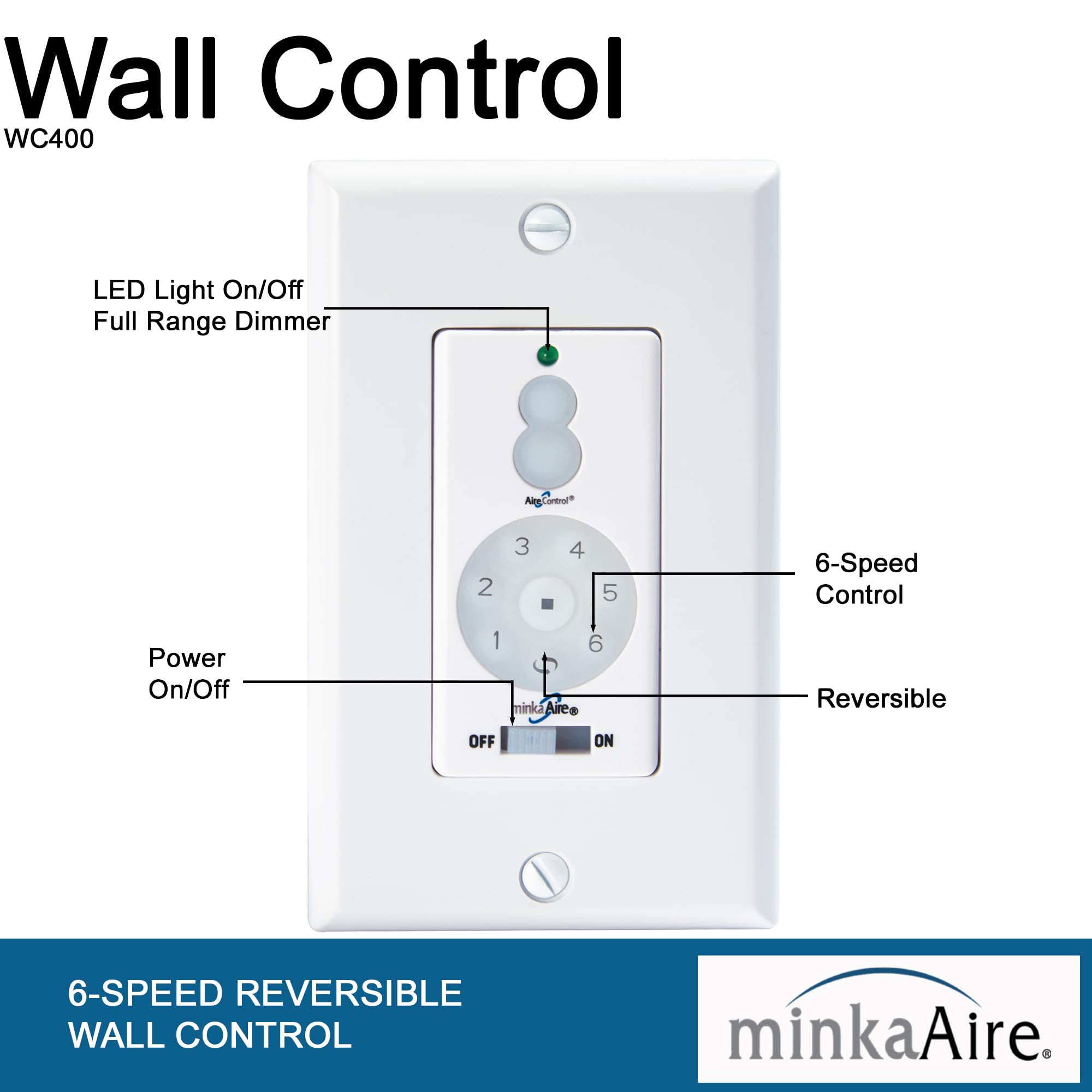 Minka Aire Dc Fan Wall Remote Control Full Function   White   Wc400