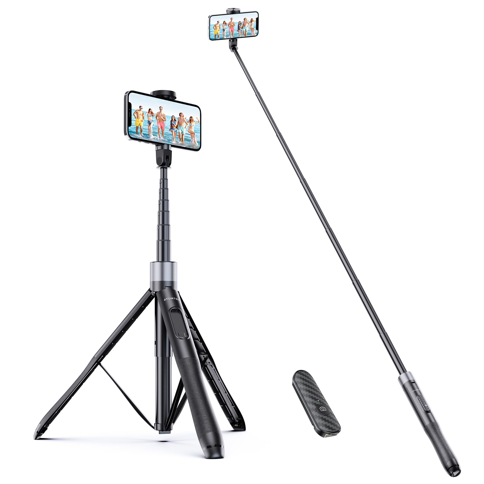 ATUMTEK 60 Selfie Stick Tripod, All in One Extendable Phone Tripod Stand with Bluetooth Remote 360 Rotation for iPhone and Andro