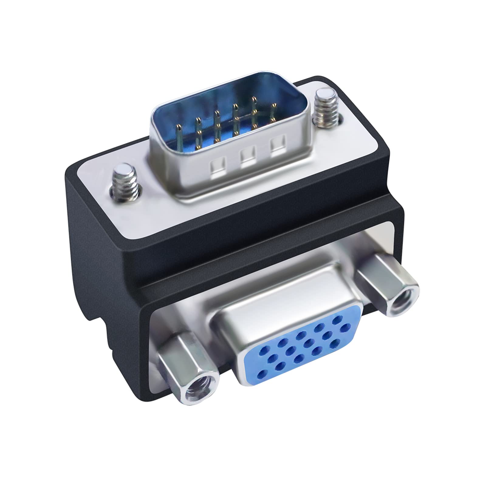 Dtech 90 Degree Vga Right Angle Adapter 15 Pin Male To Female Extension Converter Coupler