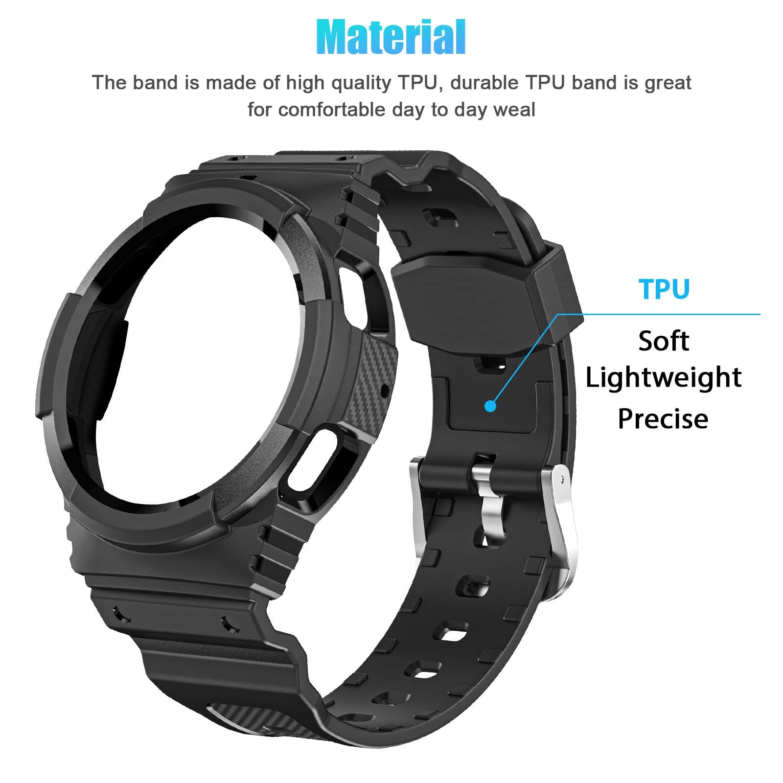Galaxy Watch 4 Band 40Mm Bumper Case, For Samsung Watch 5 40Mm Bands Rugged Strap Protective Case, Sport Military Shockproof Tpu