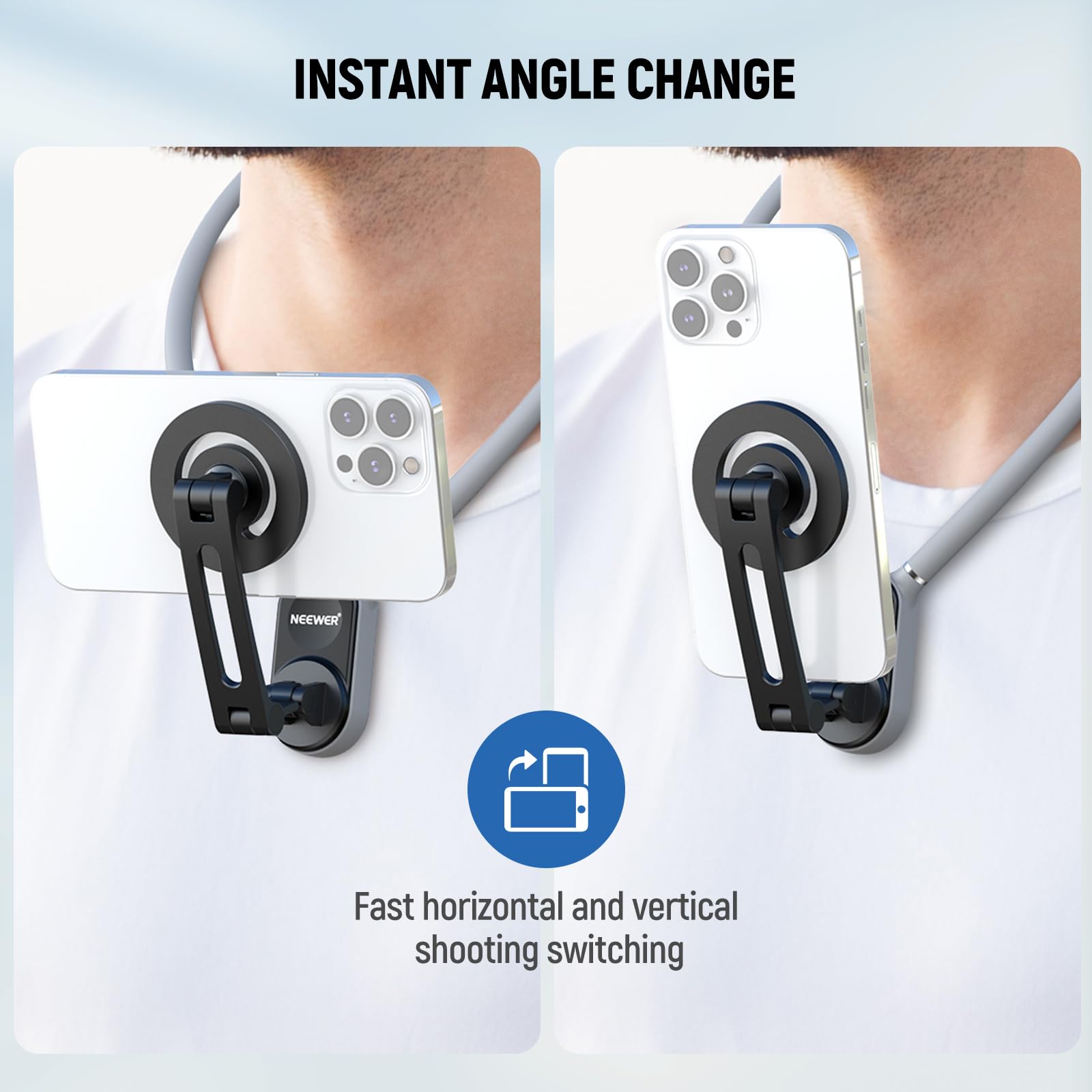 Neewer Magnetic Neck Holder For Action Camera Phone Hands Free Neck Tripod Chest Mount Compatible With Gopro Dji Insta360 Iphone