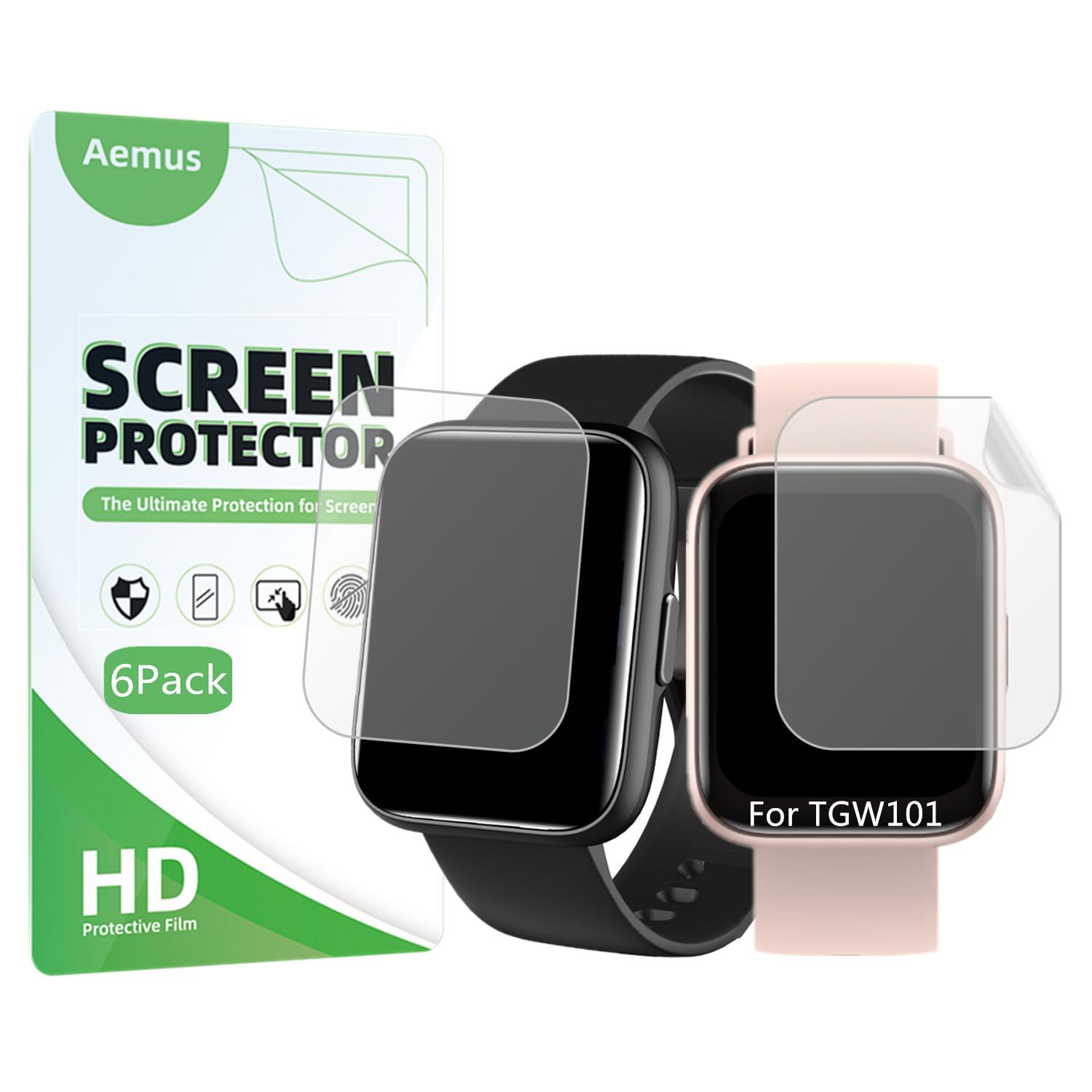 Aemus Screen Protector Compatible For Jeejtek Smart Watch 1.83'' (6 Pack) Clear Tpu Soft Film Compatible For Oyv Tgw101 Screen P