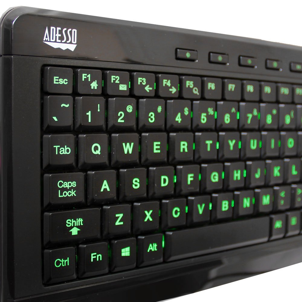 Adesso Akb 120Eb   Slimtouch 120 3 Color Illuminated Compact Multimedia Keyboard