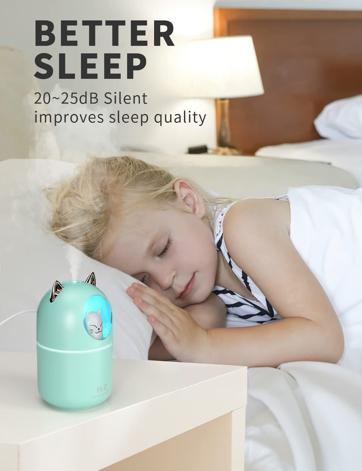 Norhom Cool Mist Humidifier, 300Ml Humidifiers With Night Light, 20Db Quiet Humidifiers For Bedroom , Waterless Auto Off Air Hum